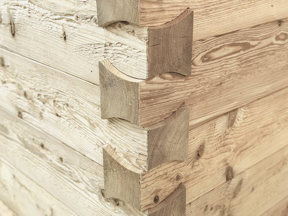 KLINGSCHROT Blockwandschalung/Nut- und Federbrett/Schalungsbrett, Material Massivholz, gehackt/gebürstet Fichte natur | 2 Meter