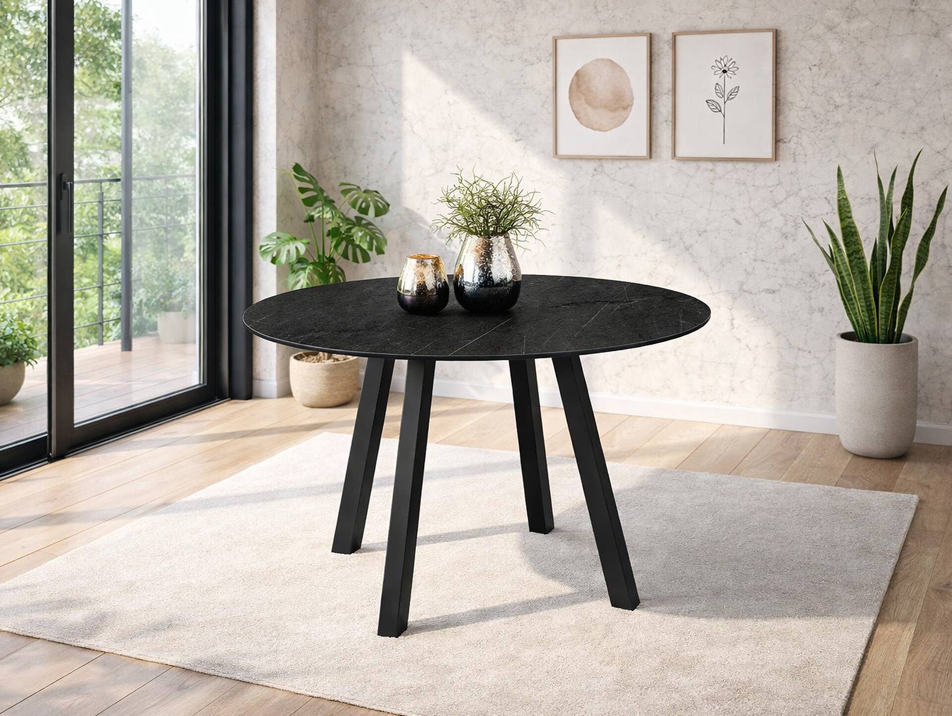 Levent Esstisch rund, Material HPL / Metall 80 cm | Dunkelgrau