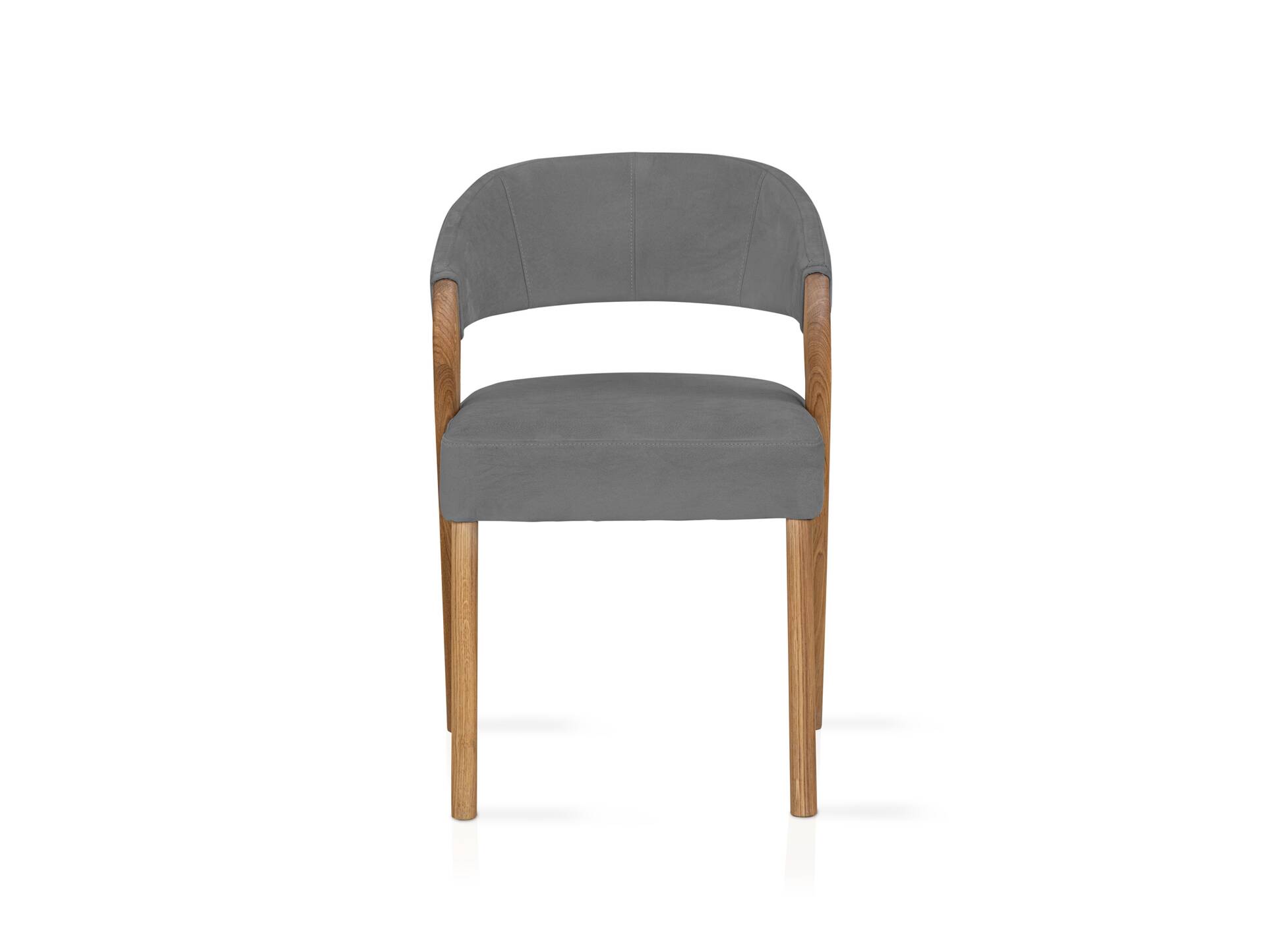 ALONA Polsterstuhl, Material Massivholz/Bezug Kunstleder Eiche | grau