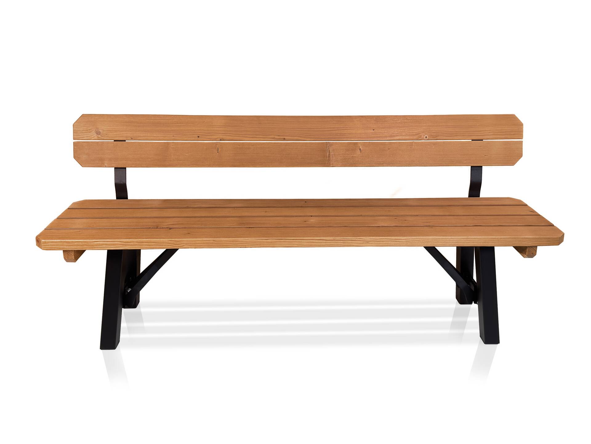 AMMERSEE Gartenbank - klappbar, rustikale Altholzoptik, Material Massivholz/Metall, Thermo-Fichte 200 x 35 cm | Außenbereich | mit Rückenlehne