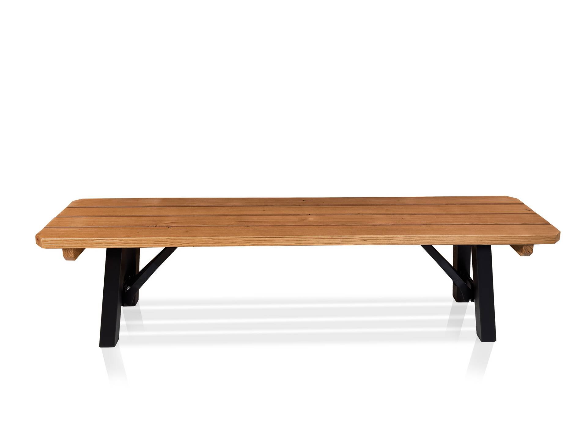 AMMERSEE Gartenbank - klappbar, rustikale Altholzoptik, Material Massivholz/Metall, Thermo-Fichte 200 x 35 cm | Außenbereich | ohne Rückenlehne