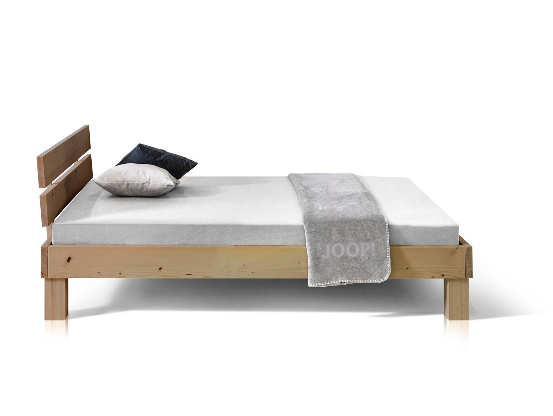 PUMBA Massivholzbett mit Kopfteil, Material Massivholz, Fichte 90 x 200 cm | eichefarbig | Standardhöhe