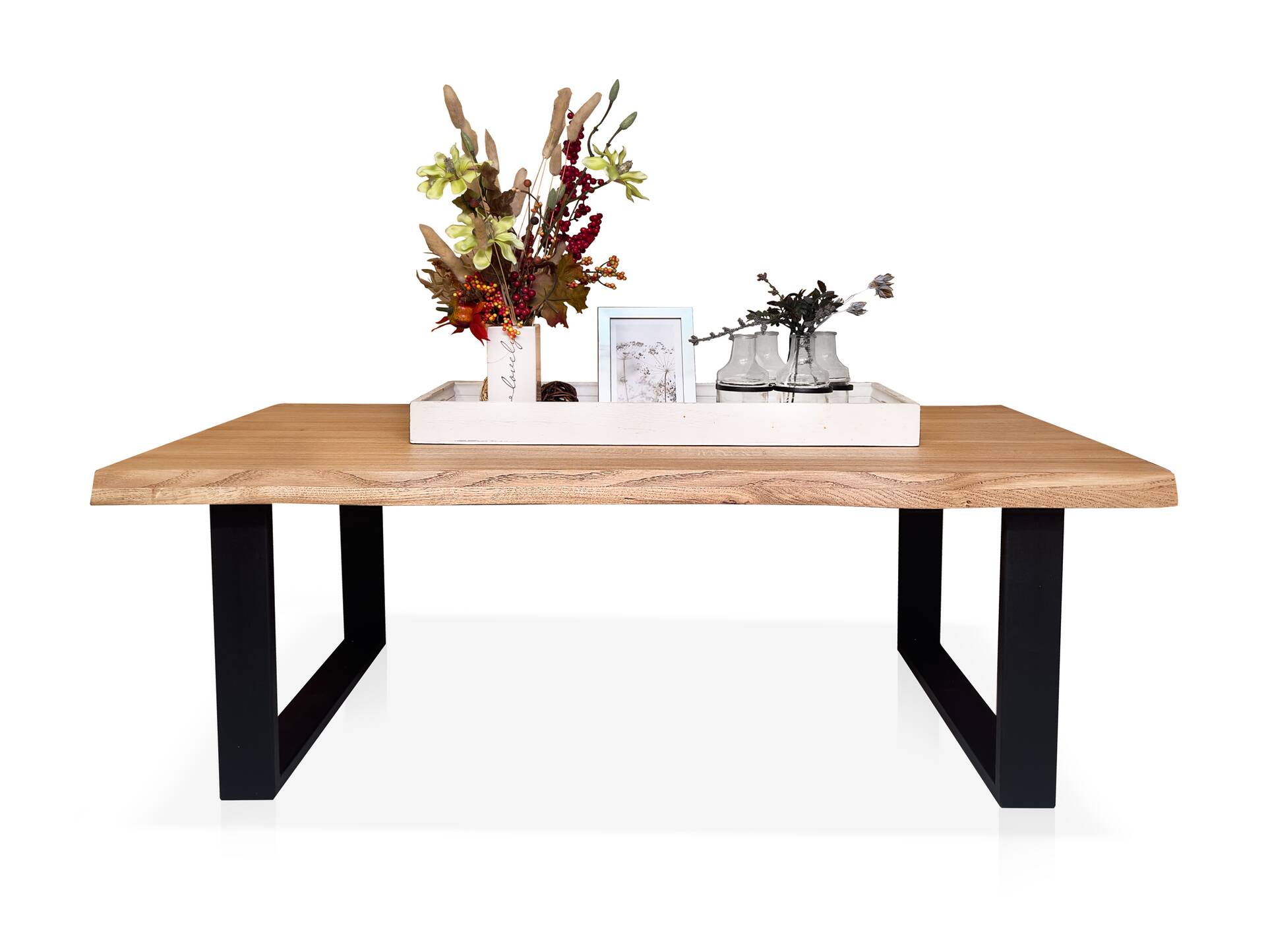 ENDRA Couchtisch, Material Massivholz/Metall, Eiche geölt/schwarz 