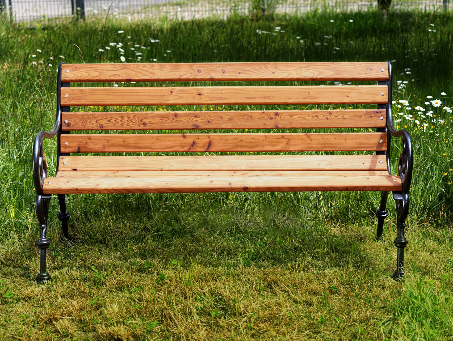 GODENA Gartenbank, Material Massivholz Lärche, Metallgestell schwarz 180 cm