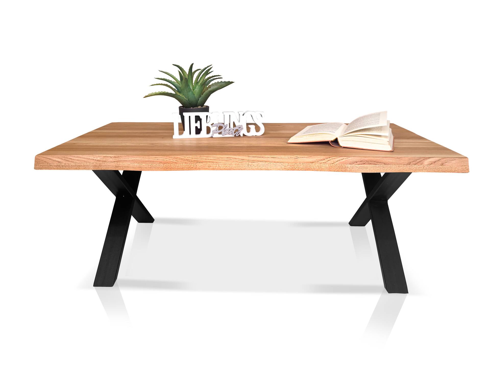 HERCO Couchtisch, Material Massivholz/Metall, Eiche geölt/schwarz 