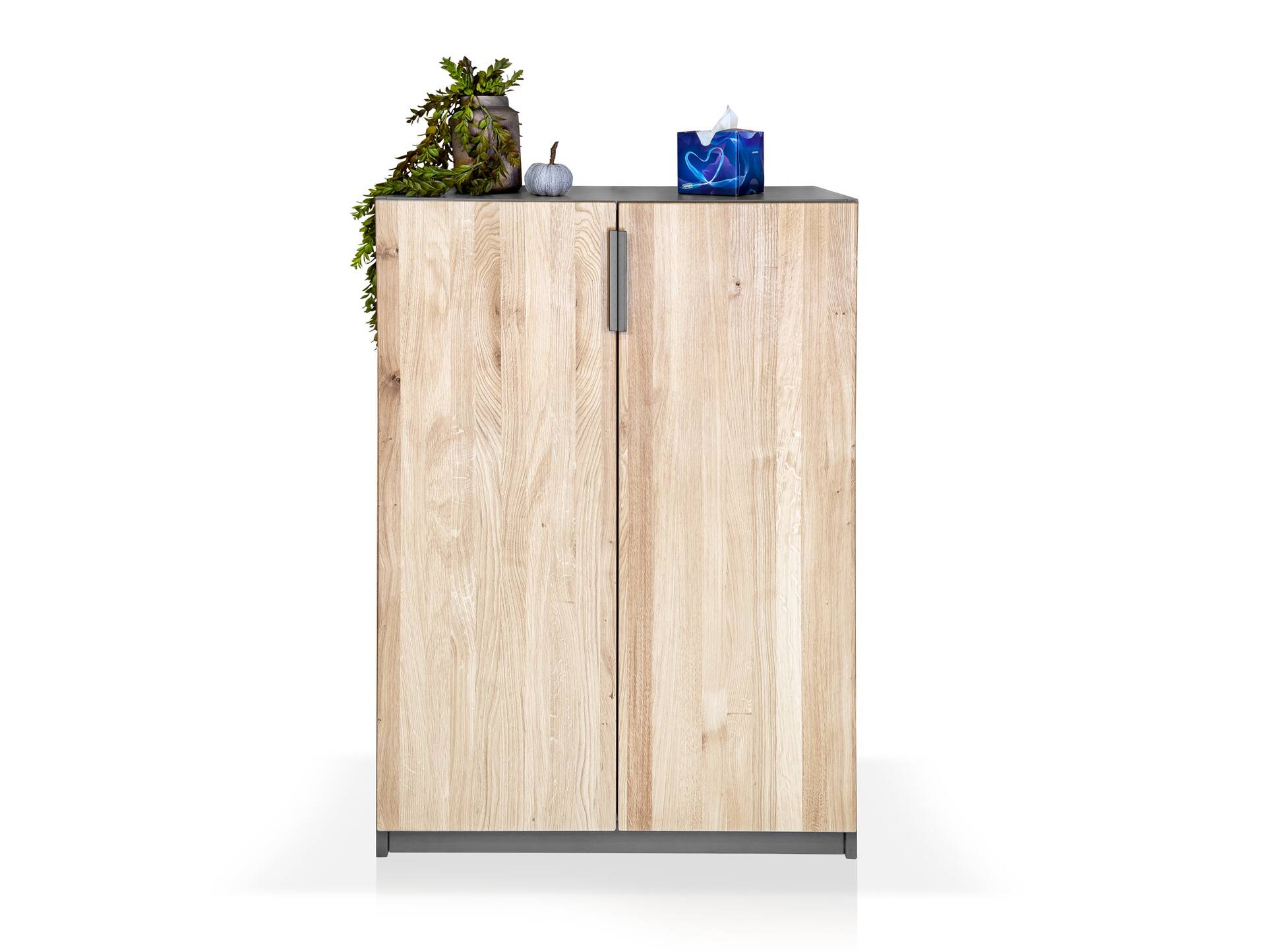 OFFICE OAK Aktenschrank V, Material teilmassiv, Eiche/graphitfarbig 