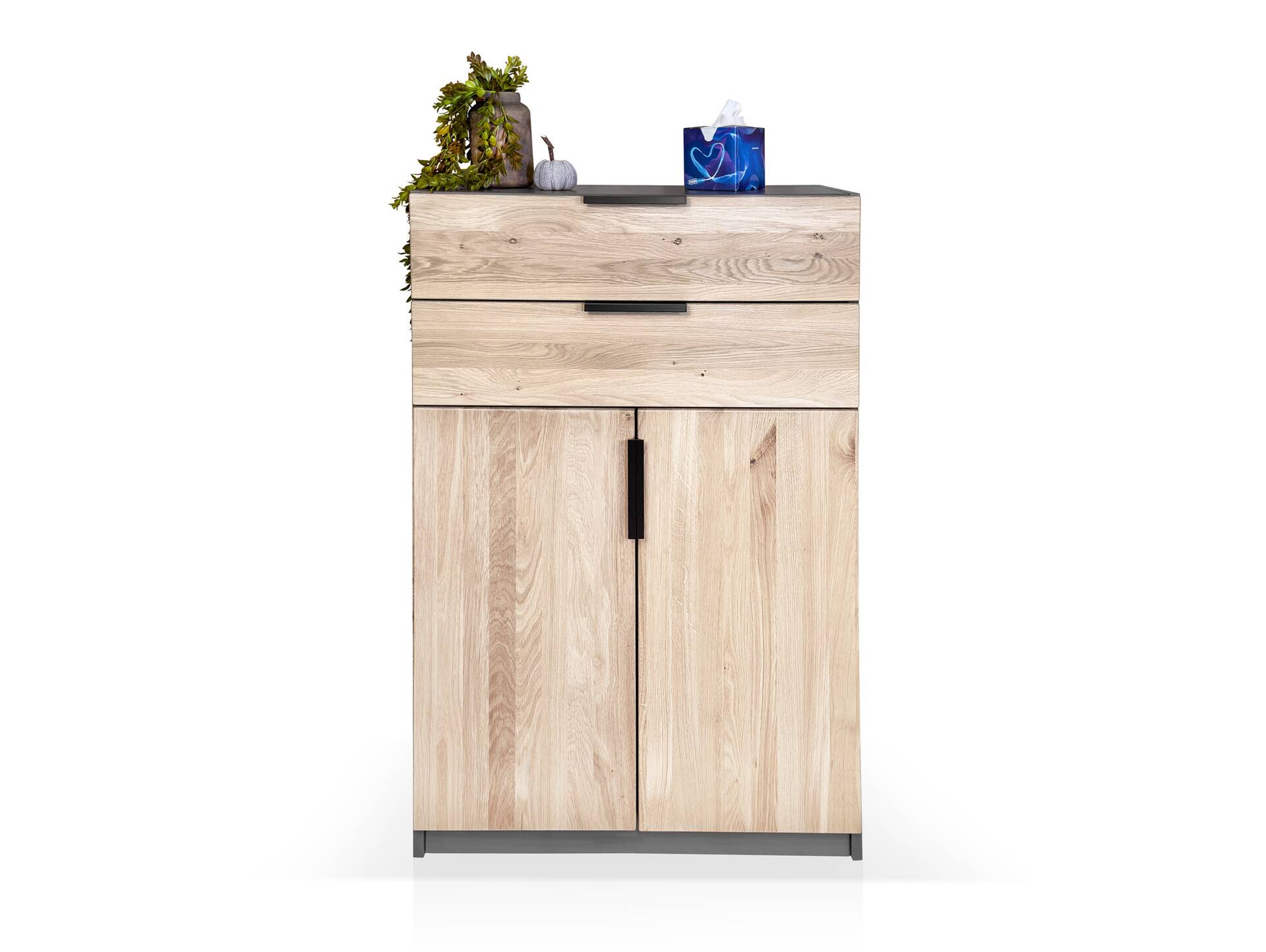 OFFICE OAK Aktenschrank VI, Material teilmassiv, Eiche/graphitfarbig 