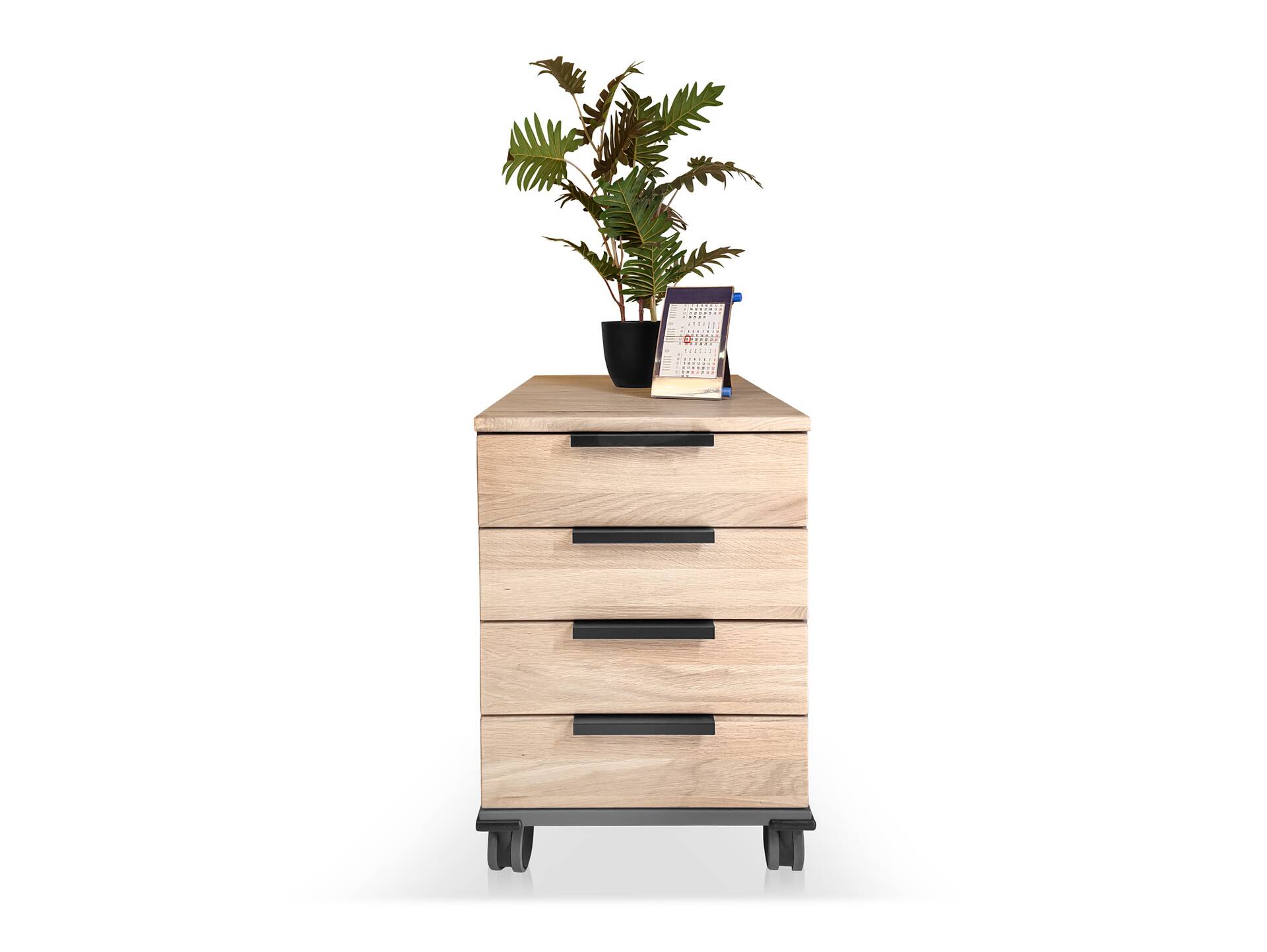 OFFICE OAK Rollcontainer, Material teilmassiv, Eiche/graphitfarbig 