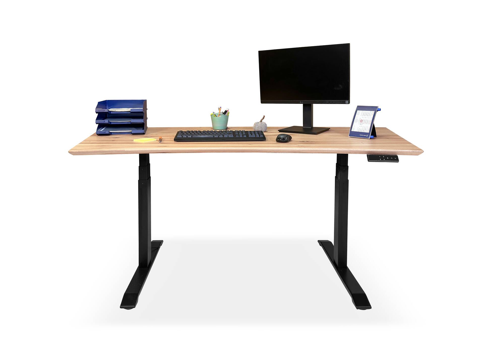 OFFICE OAK elektrisch höhenverstellbarer Schreibtisch 180x80 cm, Material Massivholz, Eiche geölt 