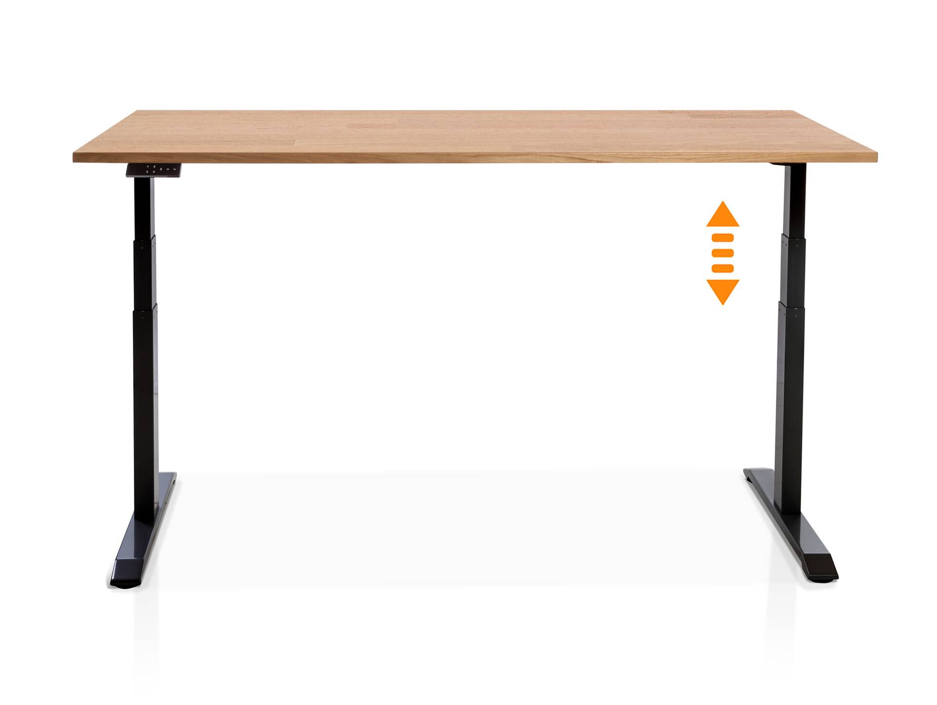 OFFICE ONE Massiv, elektrisch höhenverstellbarer Schreibtisch / Stehtisch, Material Massivholz 160 x 80 cm | Buche | schwarz