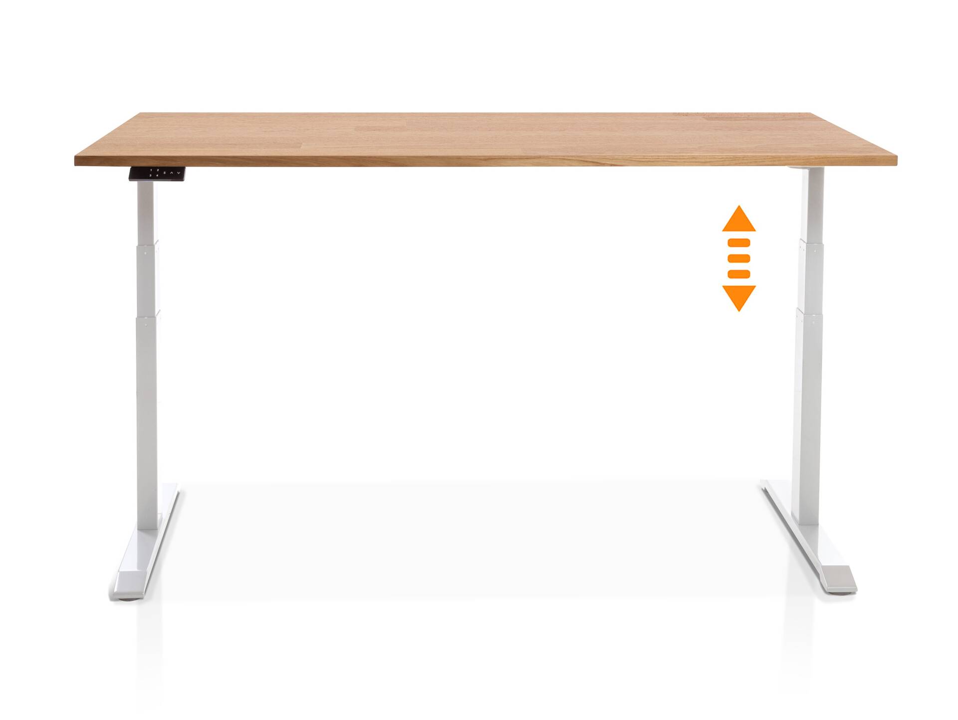 OFFICE ONE Massiv, elektrisch höhenverstellbarer Schreibtisch / Stehtisch, Material Massivholz 160x80 cm | Buche | Weiß
