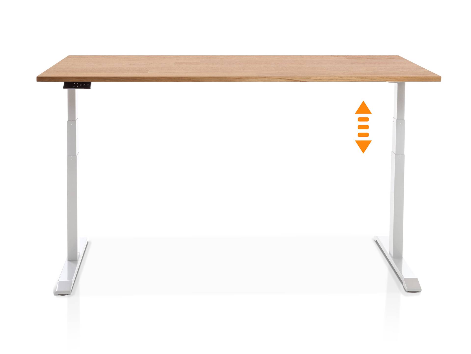 OFFICE ONE Massiv, elektrisch höhenverstellbarer Schreibtisch / Stehtisch, Material Massivholz 160 x 80 cm | Buche | weiss