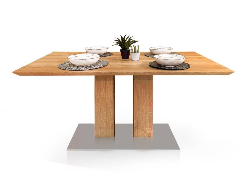 ORLEANS Massivholztisch / Säulentisch, Material Massivholz/Edelstahl 