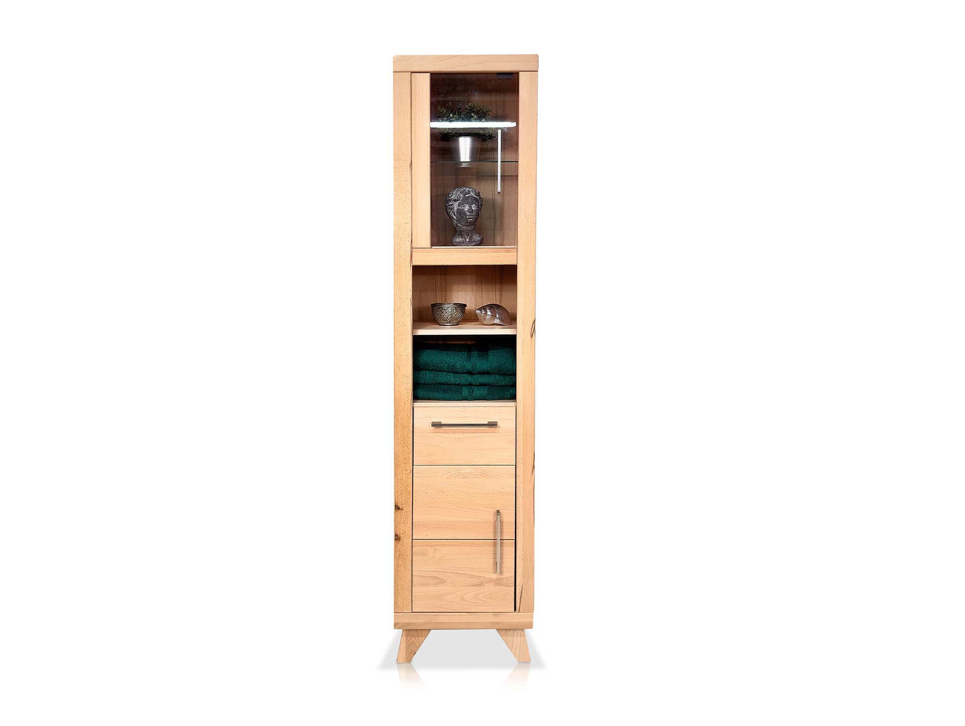 OZEANA Hochschrank II fürs Badezimmer, Material teilmassiv Buche
