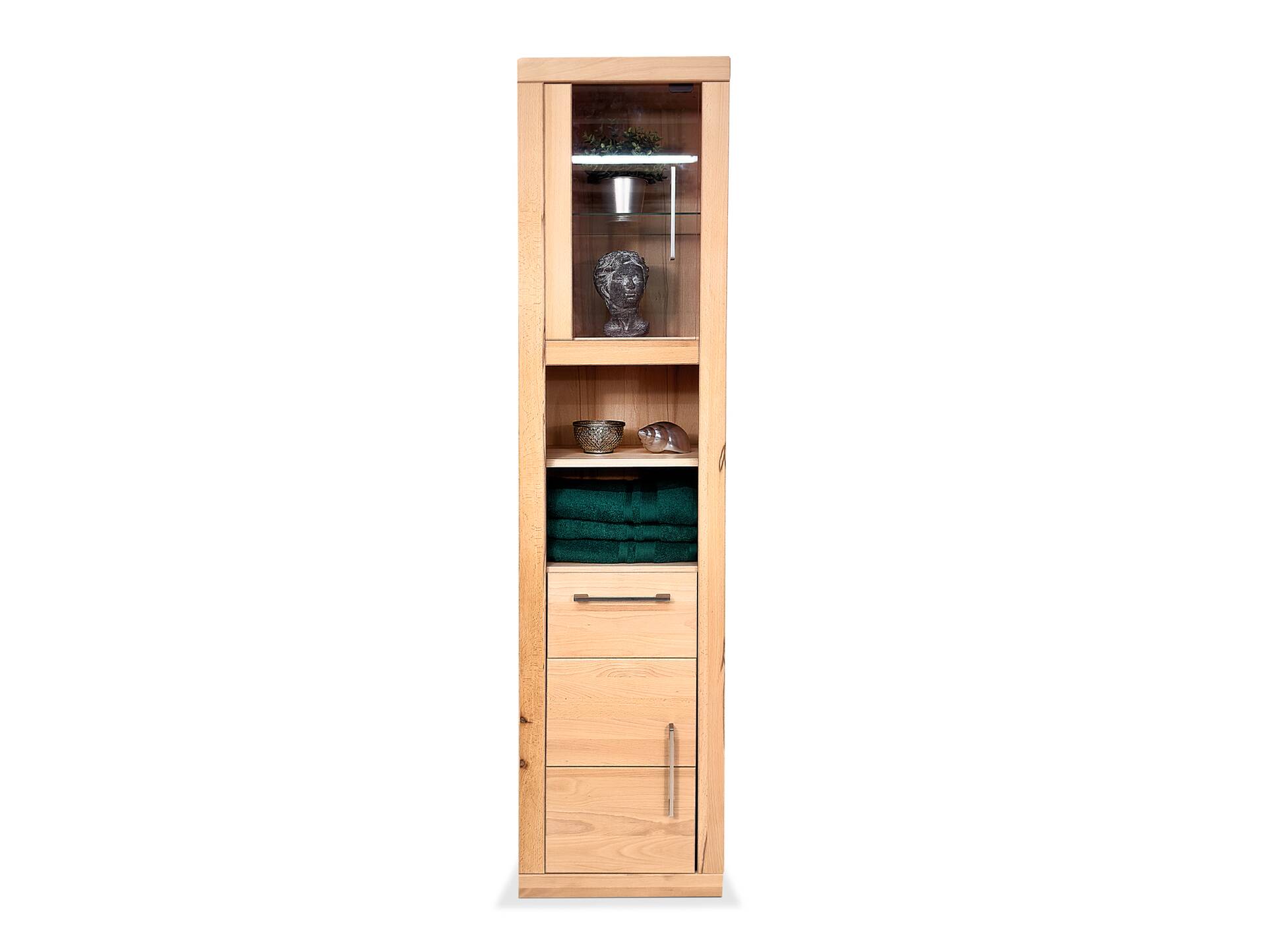 OZEANA Hochschrank I fürs Badezimmer, Material teilmassiv Buche
