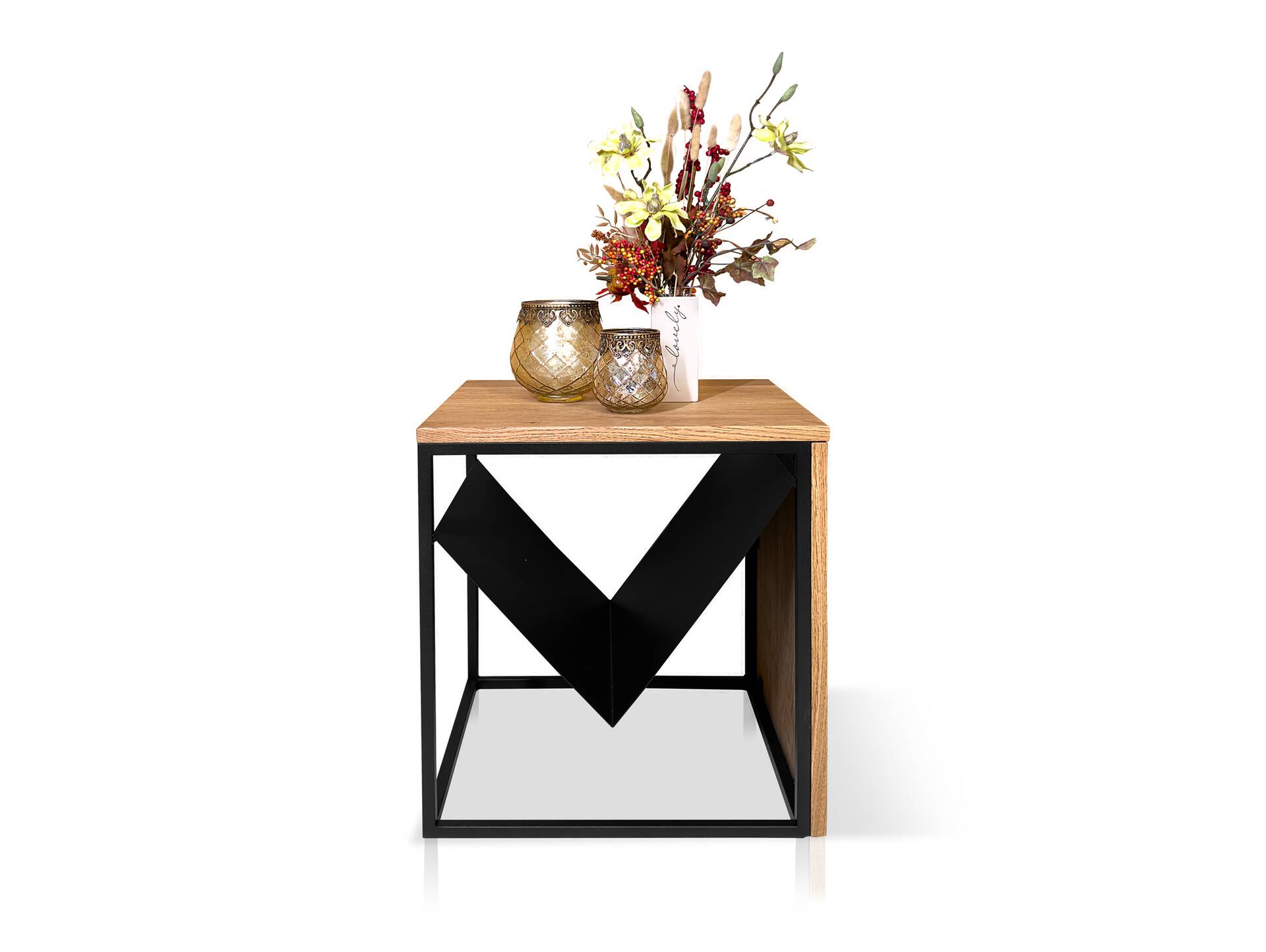 UMERO Couchtisch, Material Massivholz/Metall, Eiche geölt/schwarz 