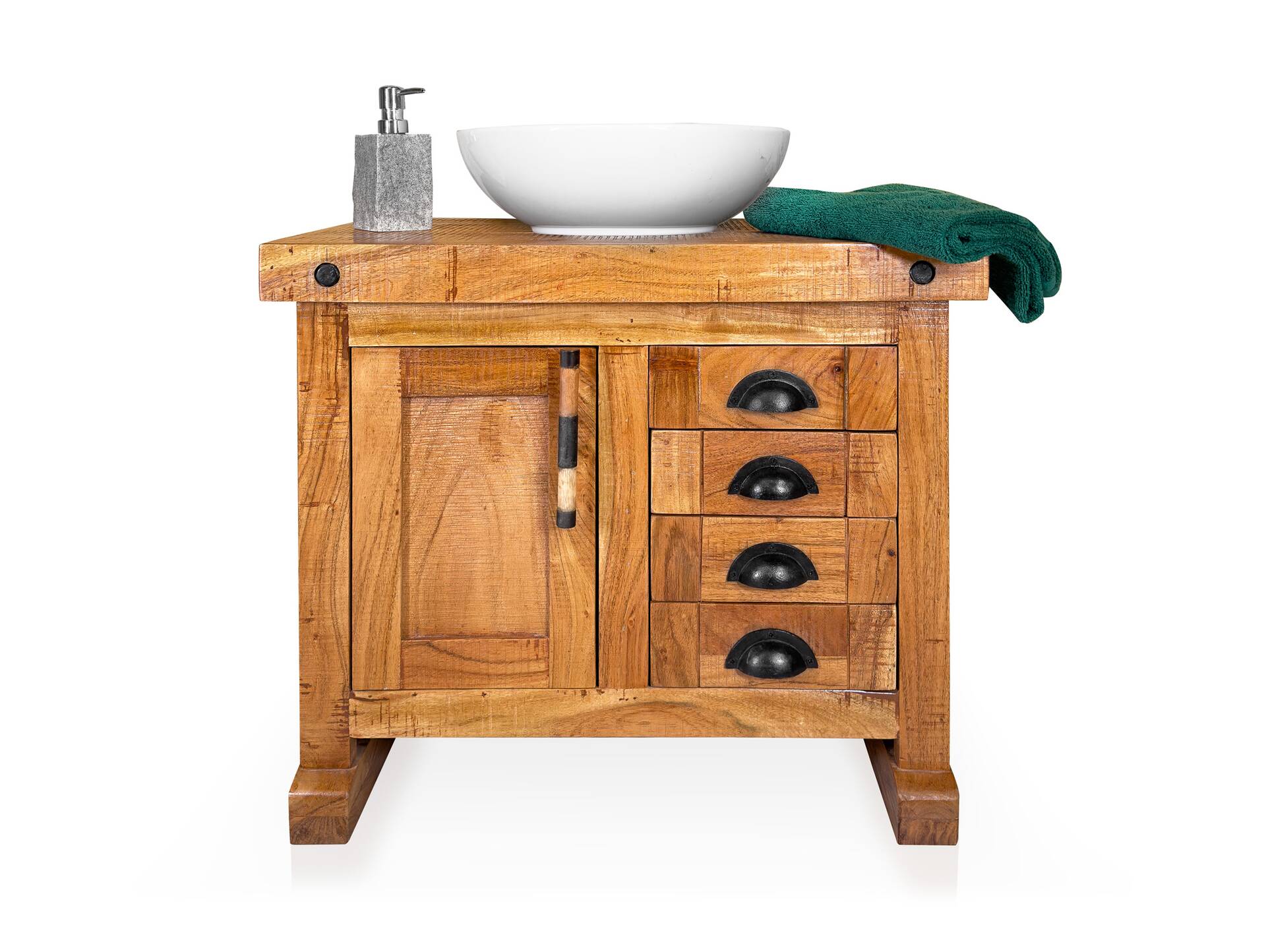 WINCHESTER Waschbeckenunterschrank I, Material Massivholz, Mango rustikal 