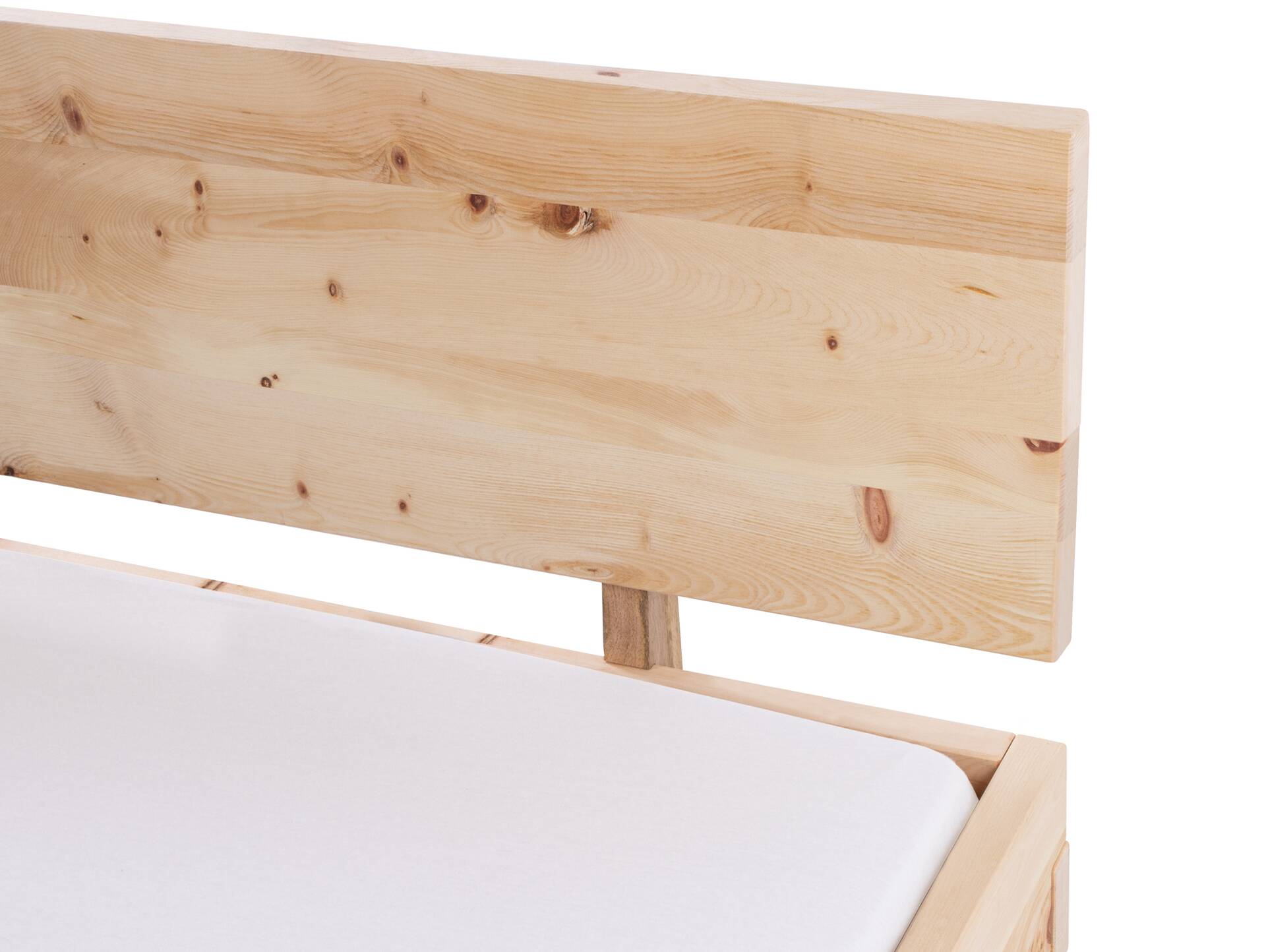 ZARUBA Zirbenbett mit Holz-Kufen/Holzkopfteil, Material Massivholz, Zirbe unbehandelt, mit/ohne Kopfteil 160 x 220 cm | mit Kopfteil