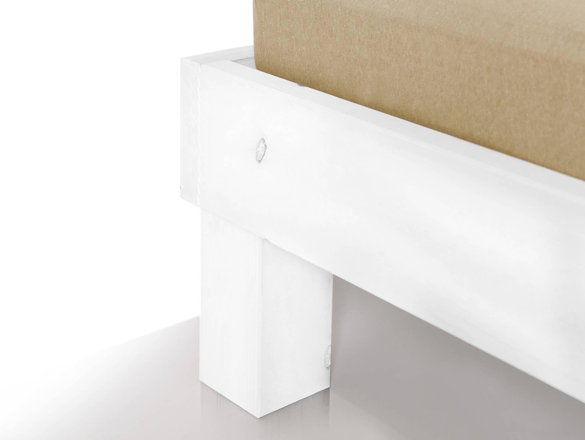 PUMBA Massivholzbett mit Kopfteil, Material Massivholz, Fichte 90 x 200 cm | weiss | Standardhöhe