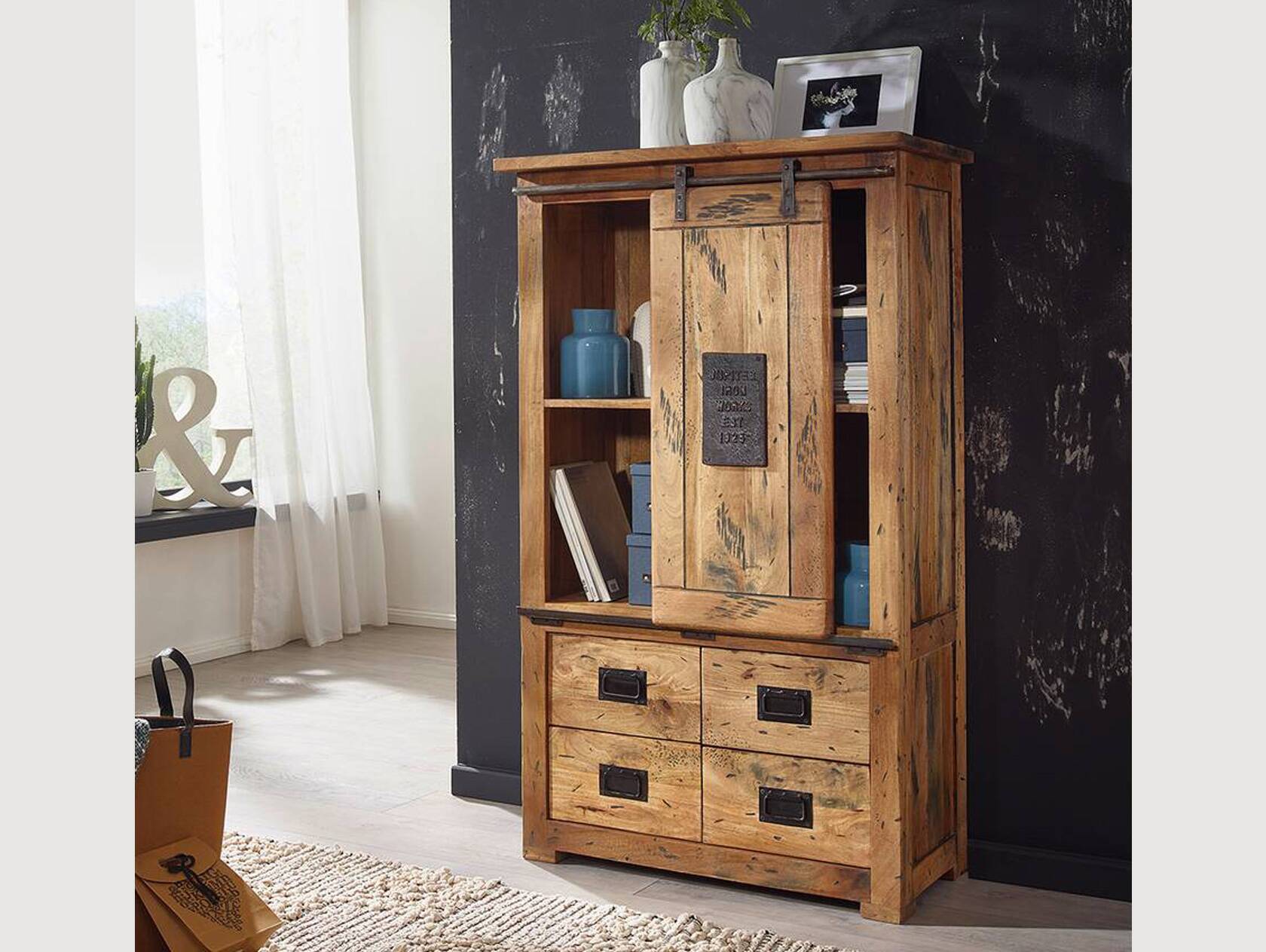 BRISTOL Highboard I, Material Massivholz, Mango rustikal 