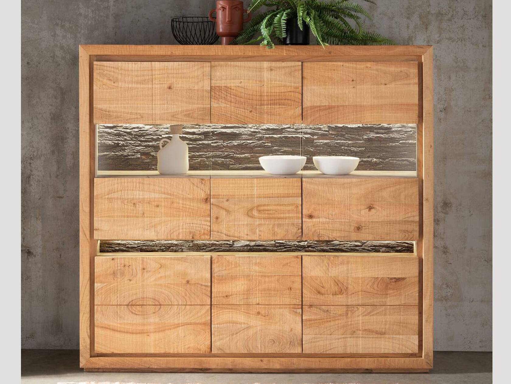 BATTURO Highboard III, Material Massivholz, Akazie lackiert 