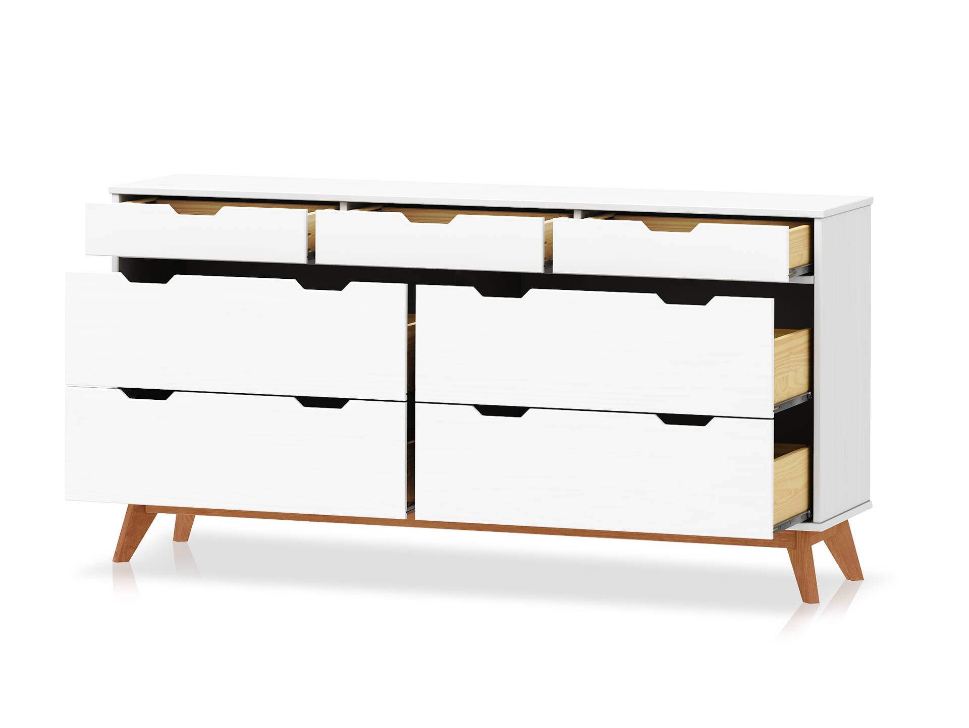 DACIO Kommode, Material Massivholz, Kiefer/weiss lackiert 