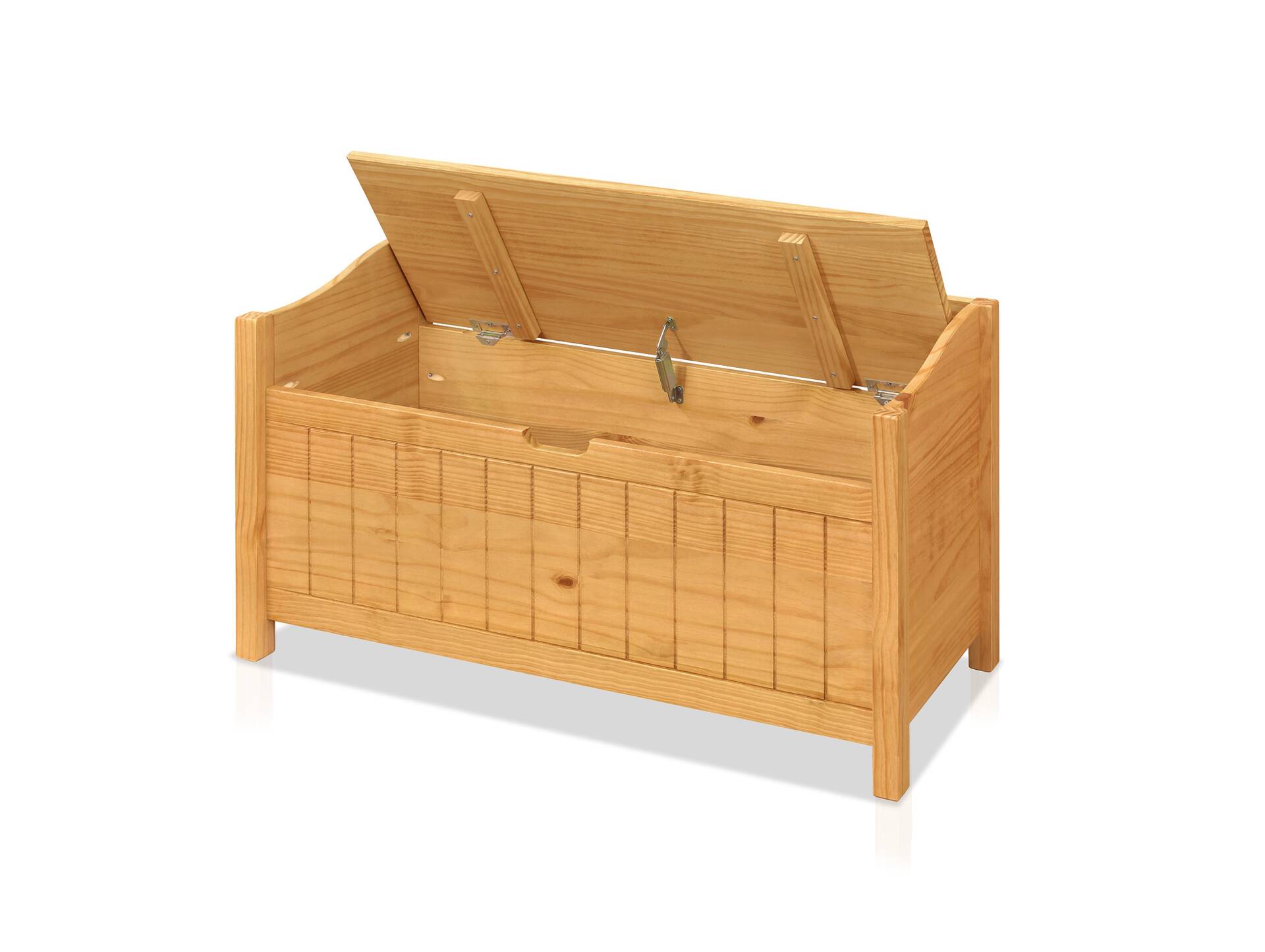 LEILO Sitztruhe/Sitzbank, Material Massivholz, Kiefer natur lackiert 