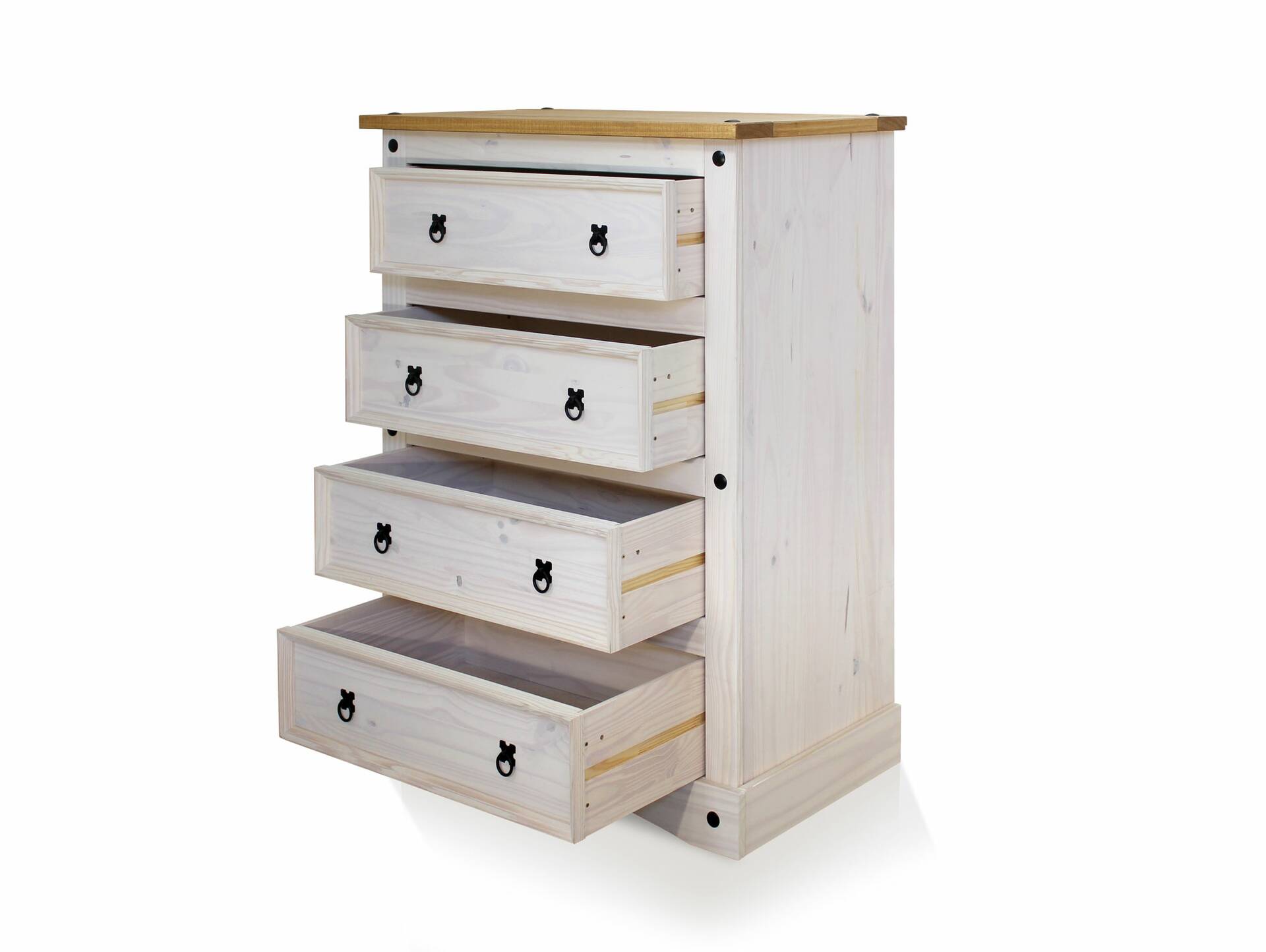 CORTON Kommode 4 SK, Material Massivholz Kiefer gewachst Weiß/Honigfarbig