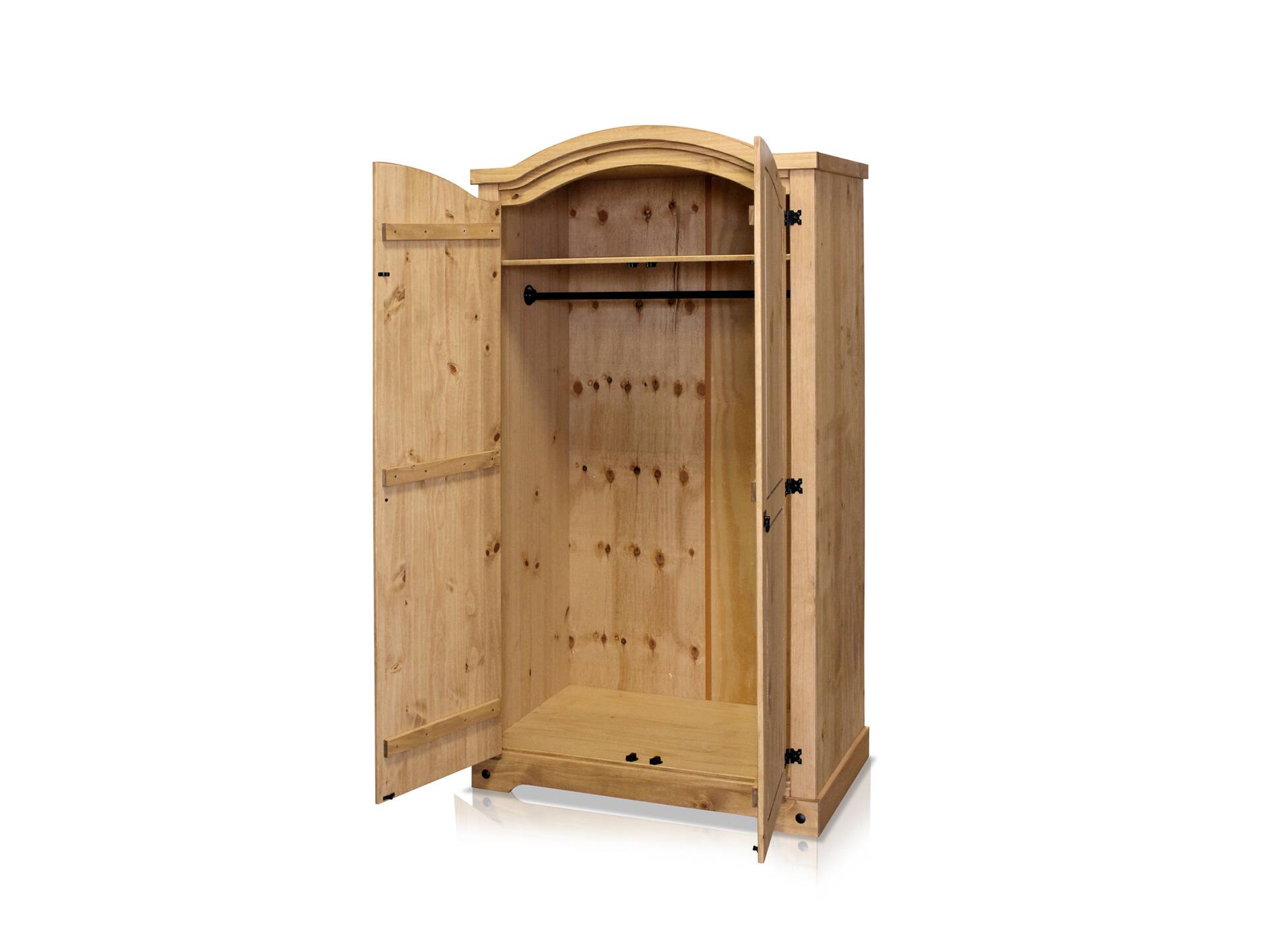 TURANO Kleiderschrank, Material Massivholz, Kiefer honigfarbig gewachst 2-türig