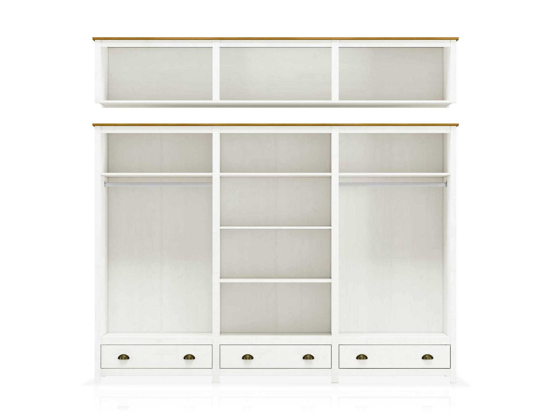 TRICO Kleiderschrank, Material Massivholz, 6türig mit Aufsatz white wash/E 