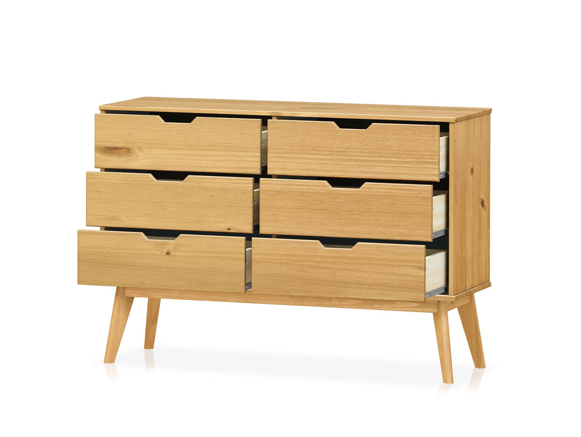 BARNY Kommode 6 Schubkästen, Material Massivholz, Kiefer Kiefer gewachst
