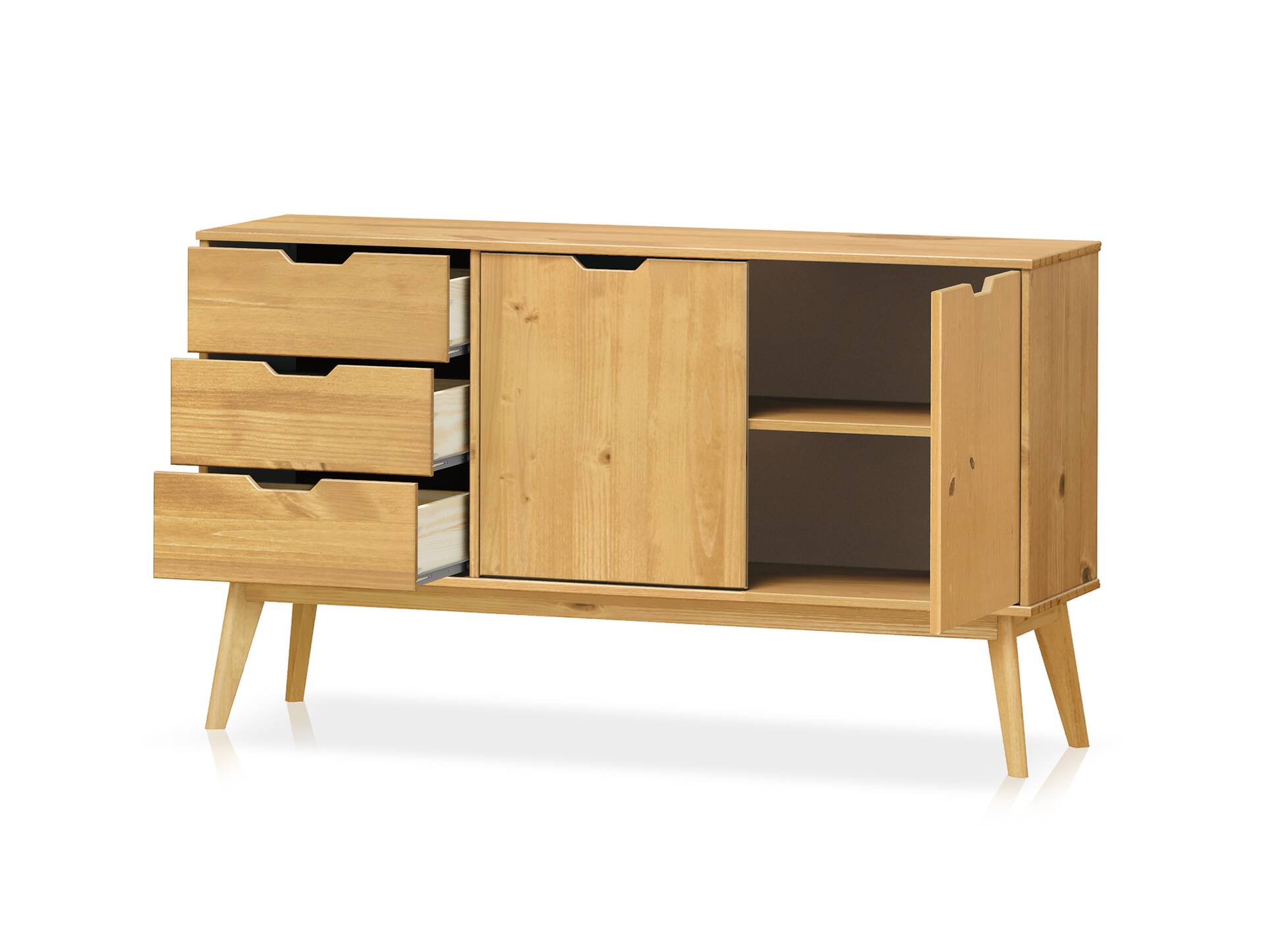 BARNY Sideboard, Material Massivholz, Kiefer Kiefer gewachst