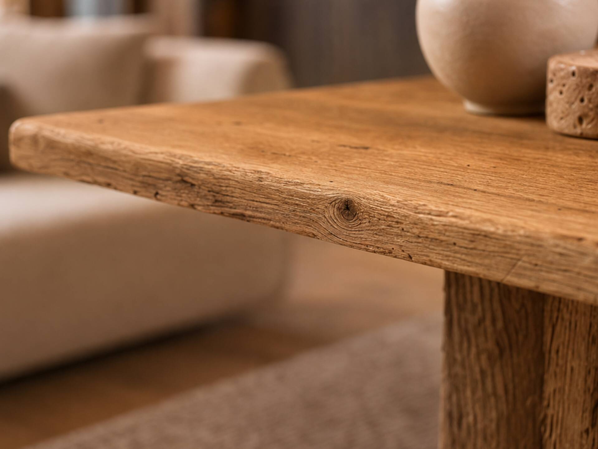 GALINO Couchtisch, Material Massivholz/Metall, Alteiche geölt/schwarz 60 x 60 cm 