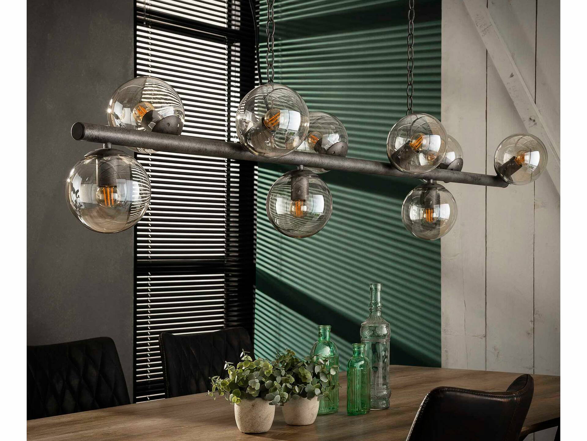 RAIKA Pendelleuchte mit 9 Glaskugeln, Material Metall 