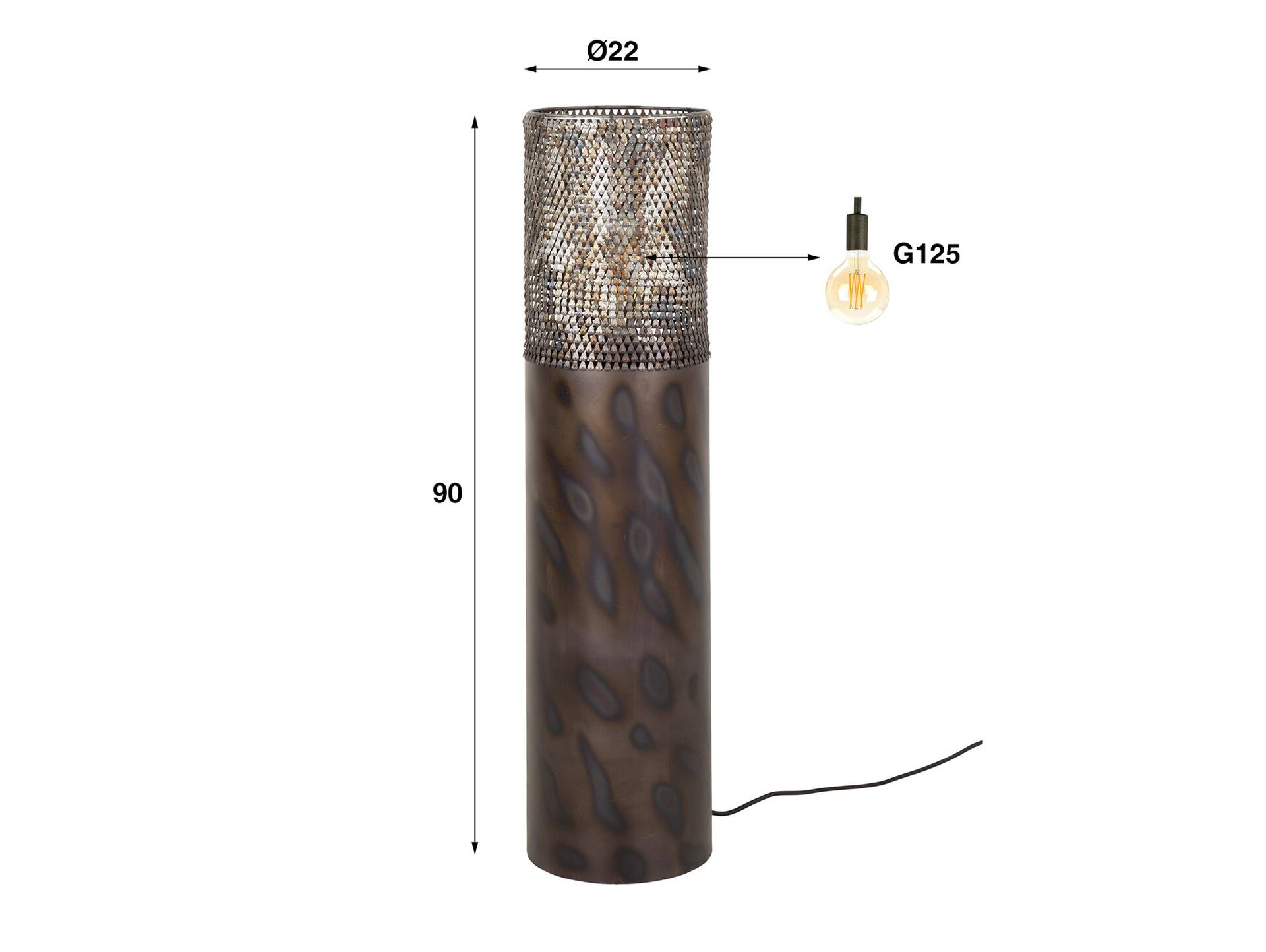 JORIS Stehlampe mittel, 1-flammig, Material Metall, schwarzbraun 