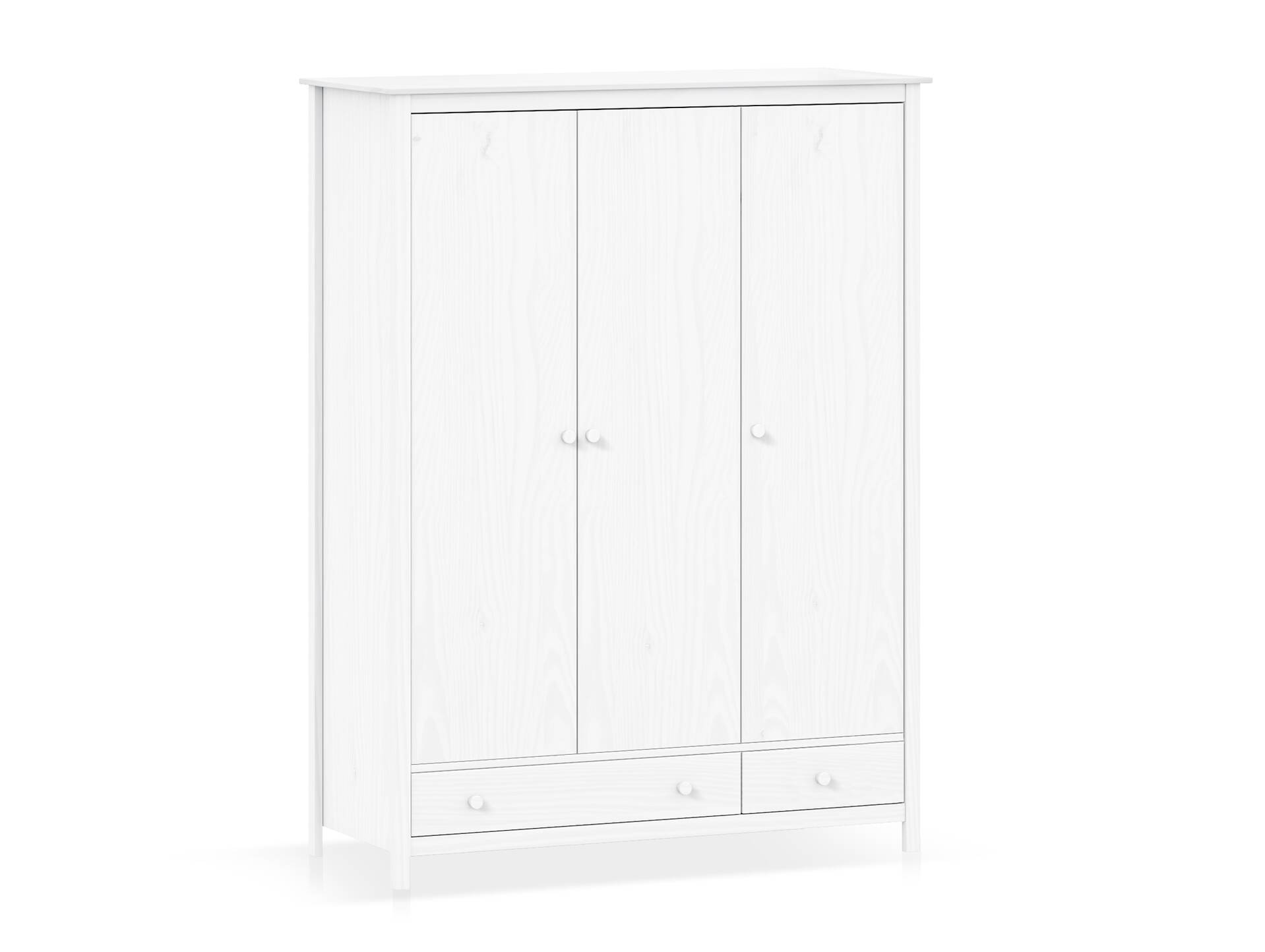 TOBINO Kleiderschrank 3trg, Material Massivholz, Kiefer Kiefer weiss | Holz