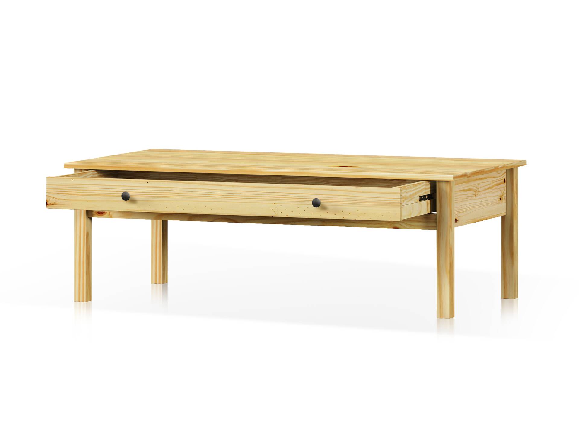 TOBINO Couchtisch mit Schublade,Material Massivholz, Kiefer Kiefer natur | Metall