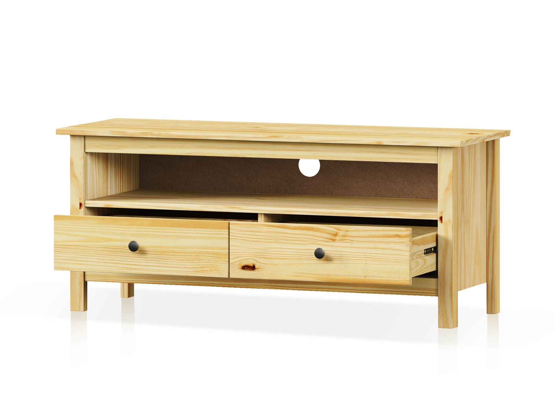 TOBINO Lowboard/TV-Board, Material Massivholz, Kiefer Kiefer natur | Metall