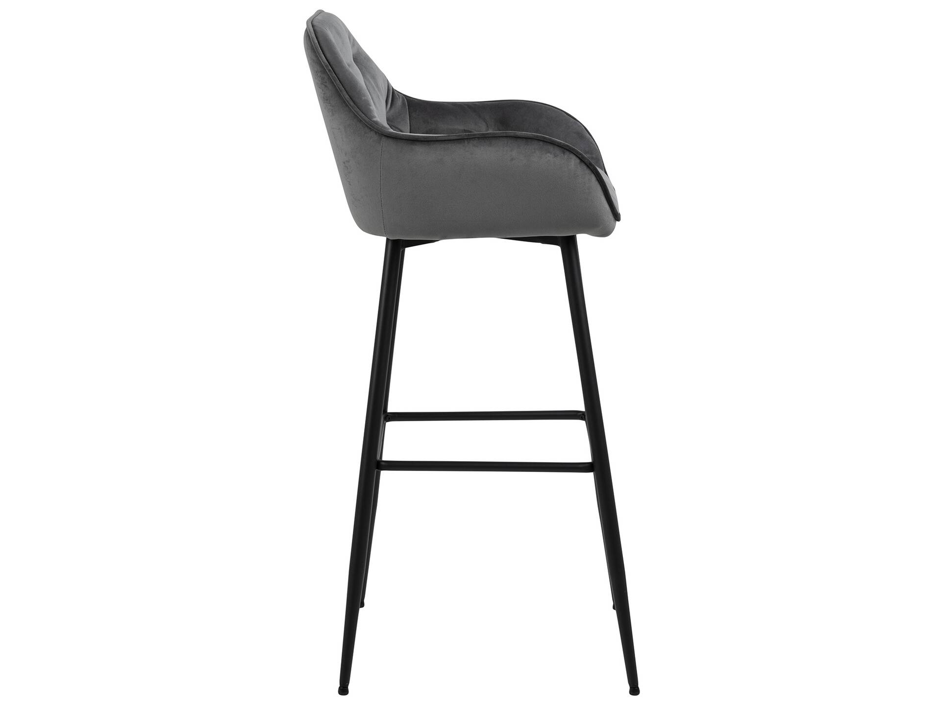 BALCO Barhocker, Samtoptik, Metall schwarz Dunkelgrau