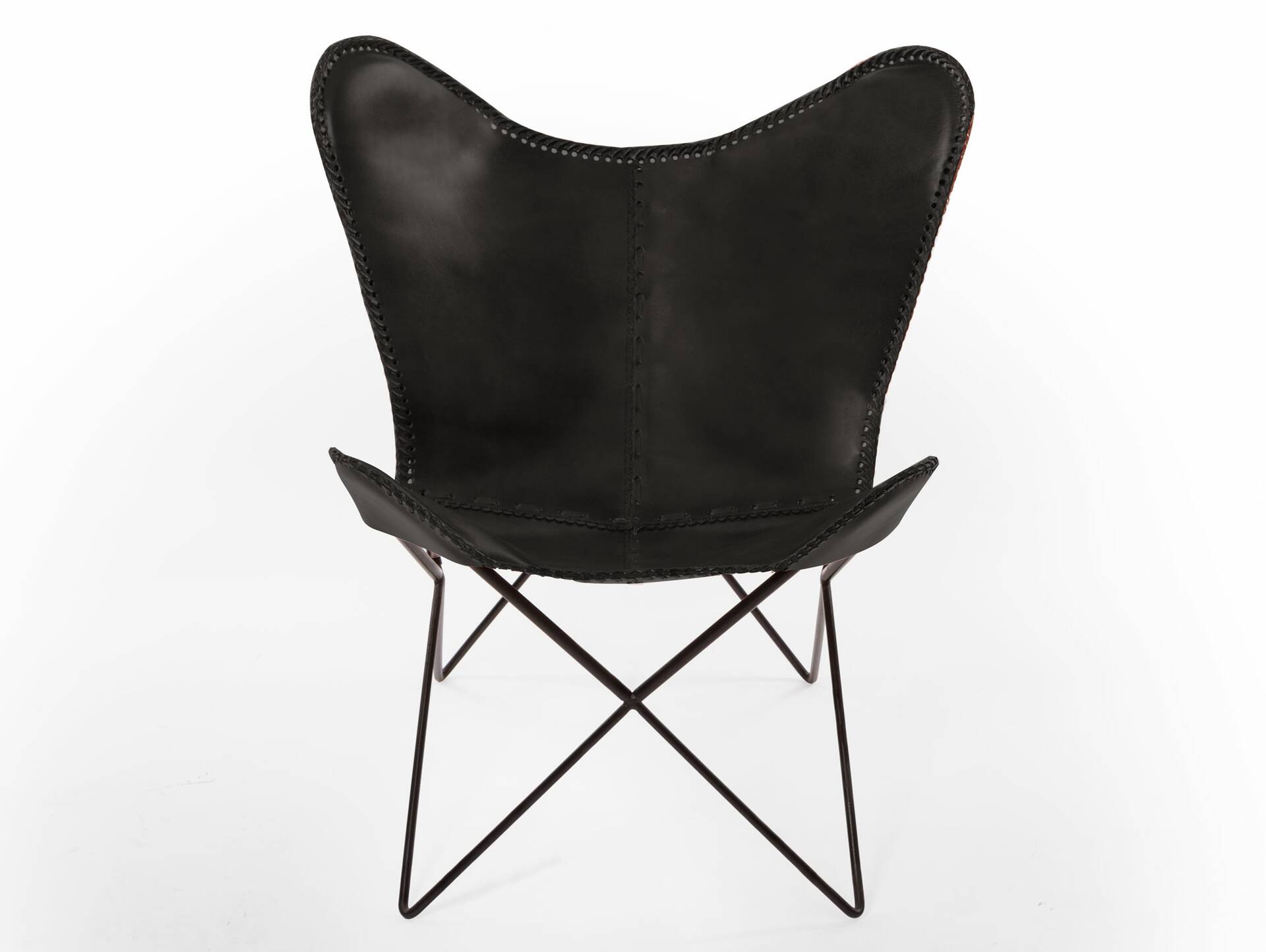 HAILEY Sessel Butterfly, Material Echtleder / Metall schwarz schwarz