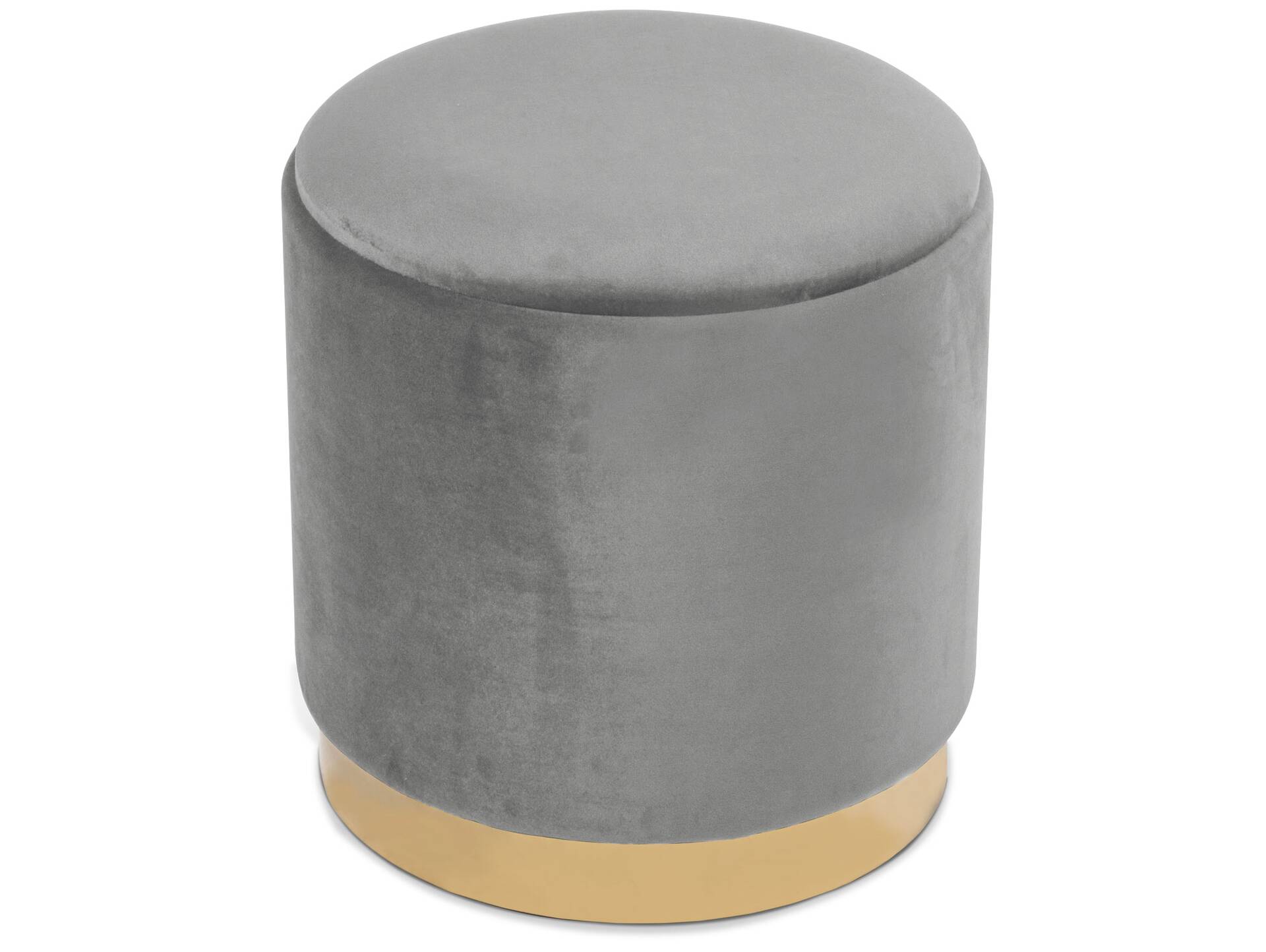 POUFI II Hocker mit Stauraum, Metallrand, rund, Bezug samt 