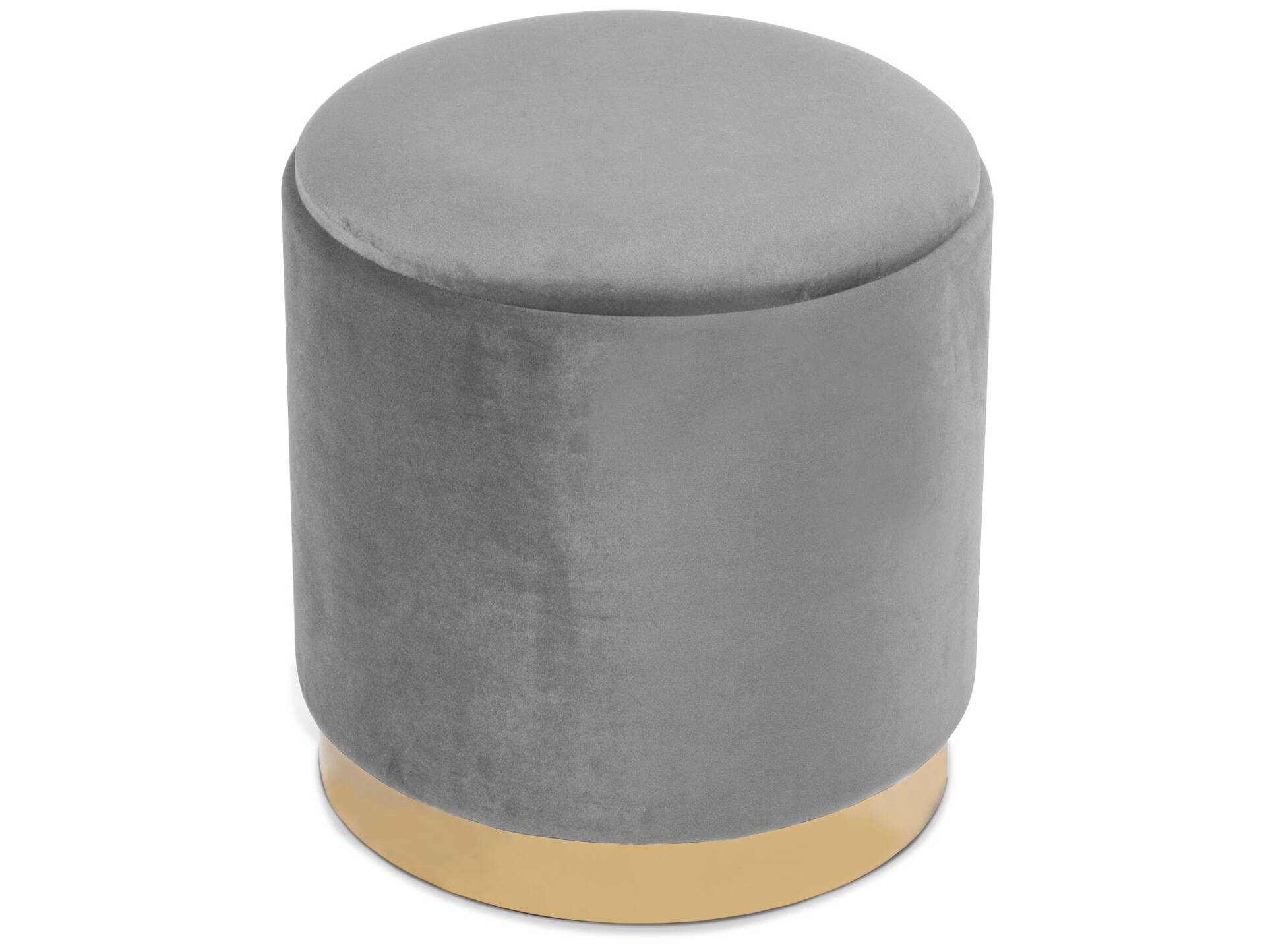 POUFI II Hocker mit Stauraum, Metallrand, rund, Bezug samt 