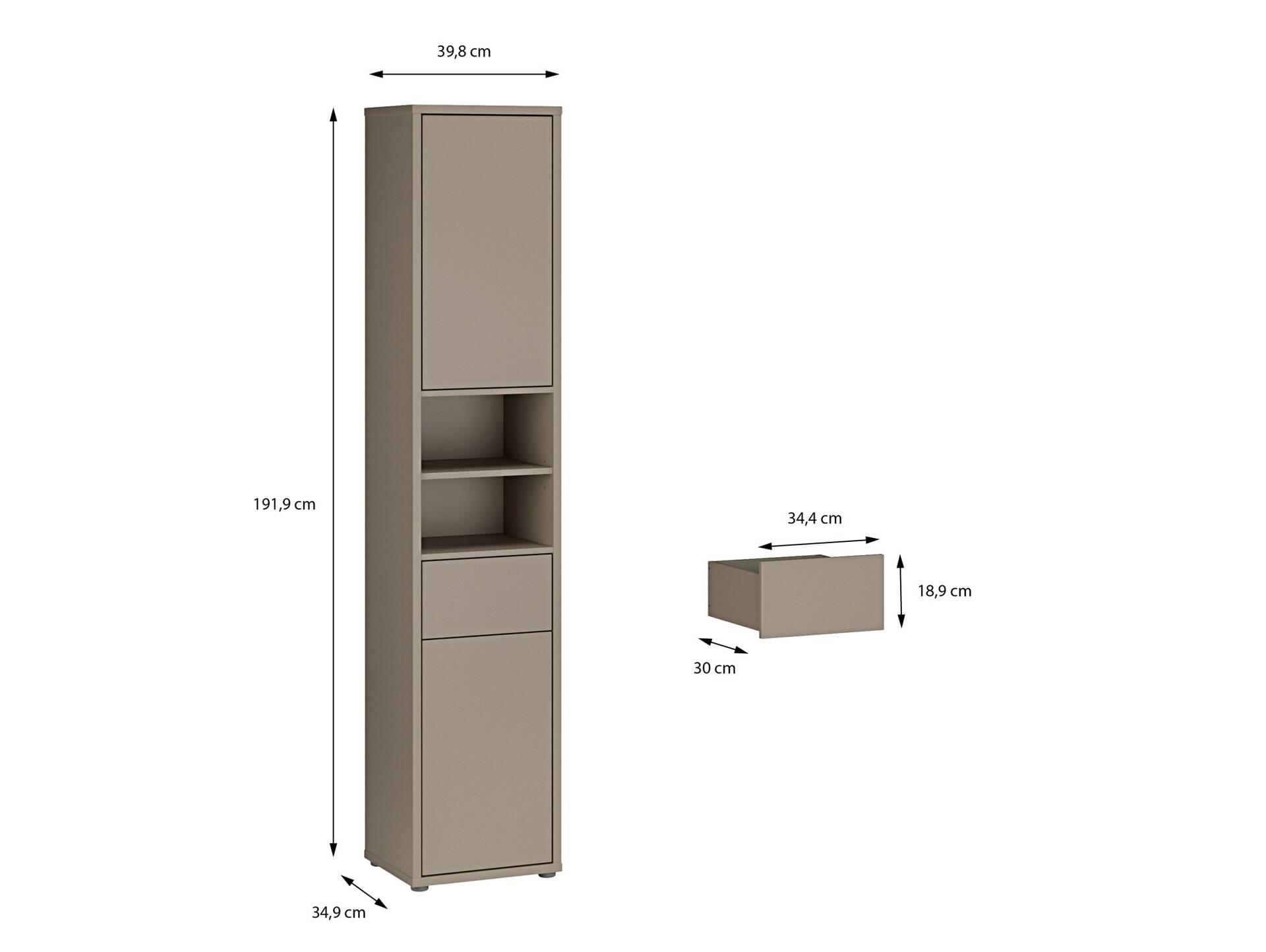 ADIAGO SPA Badezimmer Hochschrank, Material Dekorspanplatte, taupe 