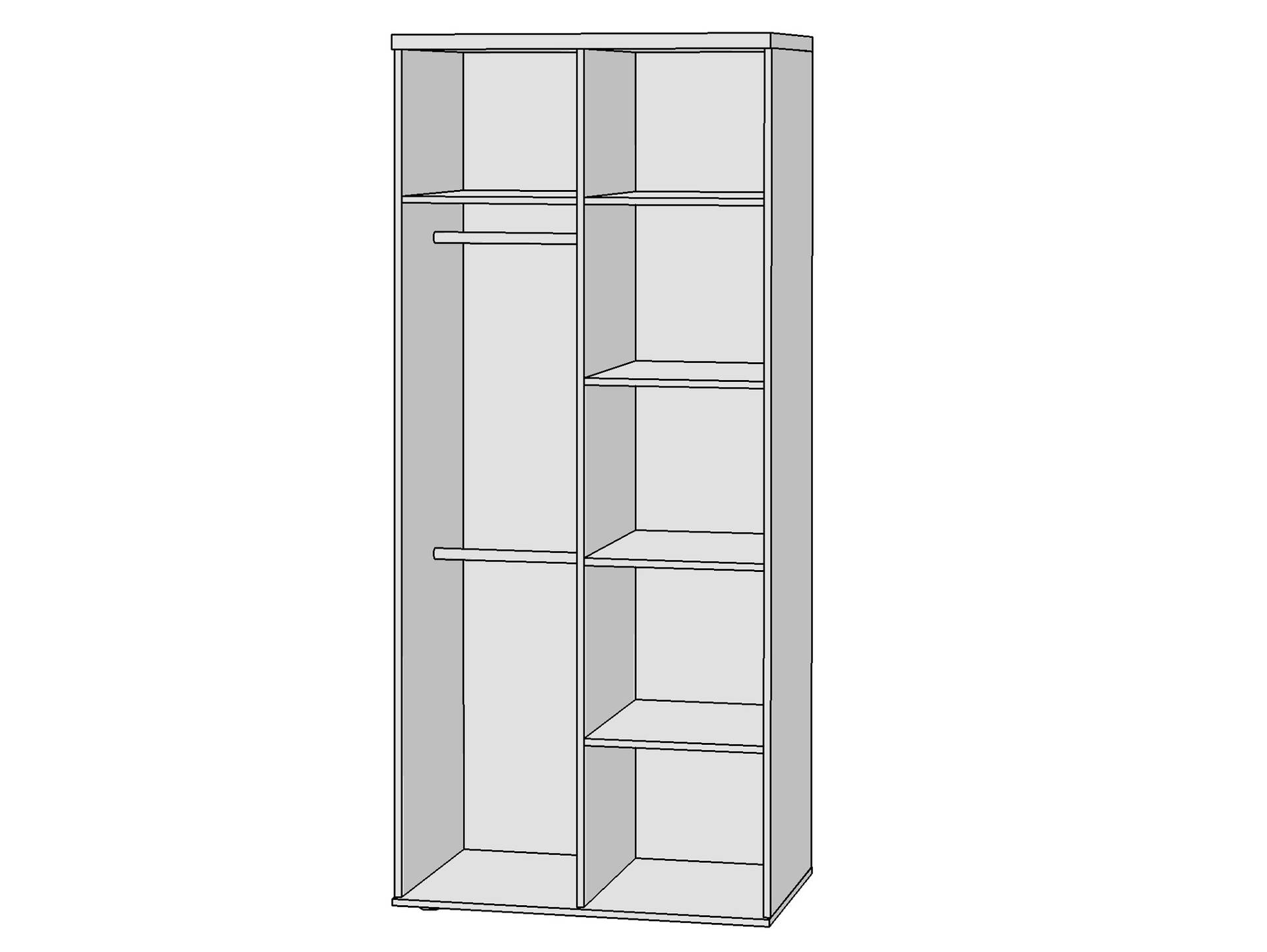 WALDY Kleiderschrank mit 2 Türen, Material Dekorspanplatte, Eiche sonomafarbig/weiss 