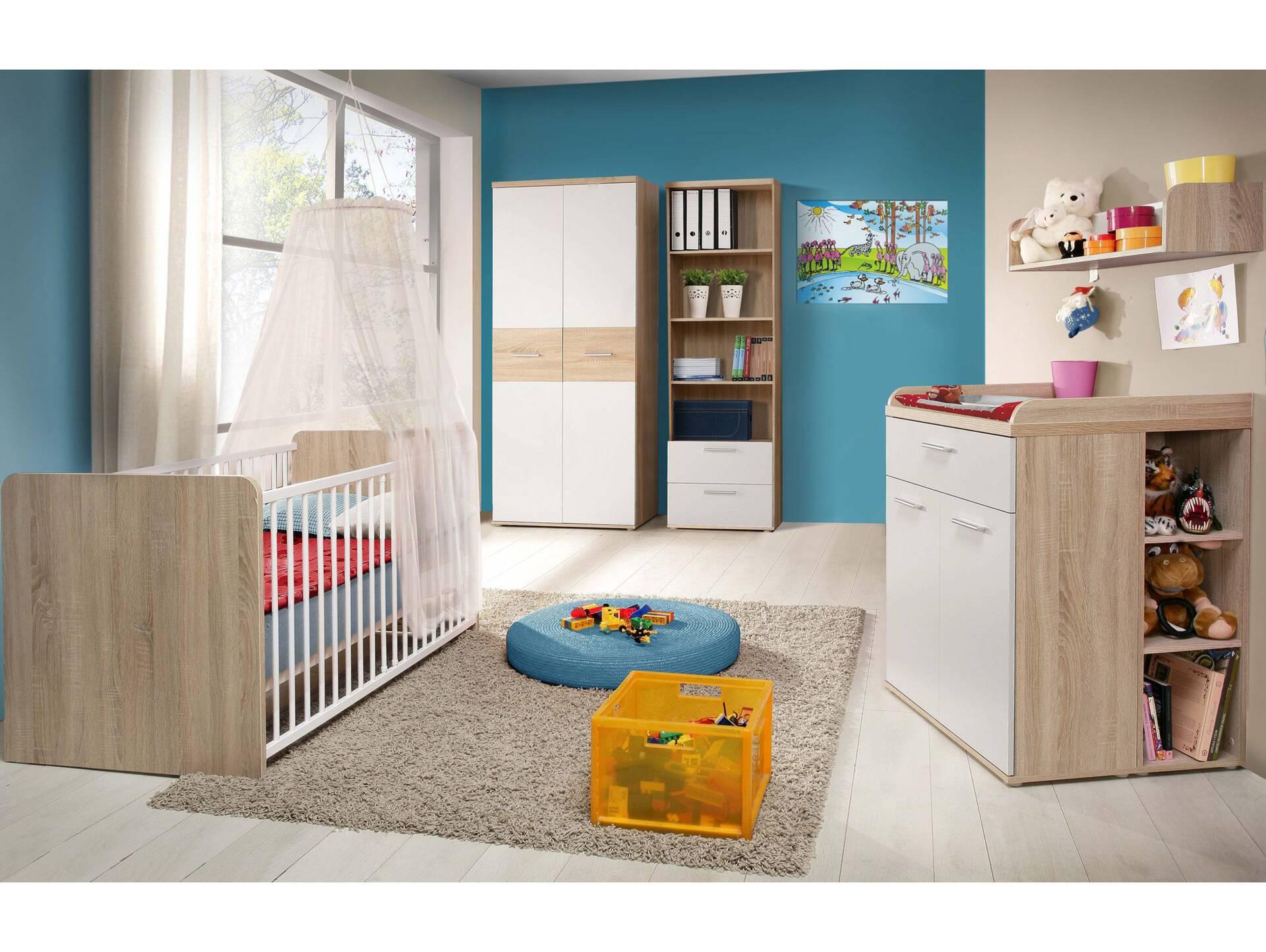 WALDY Kommode (Wickelkommode), Material Dekorspanplatte, Eiche sonomafarbig/weiss 