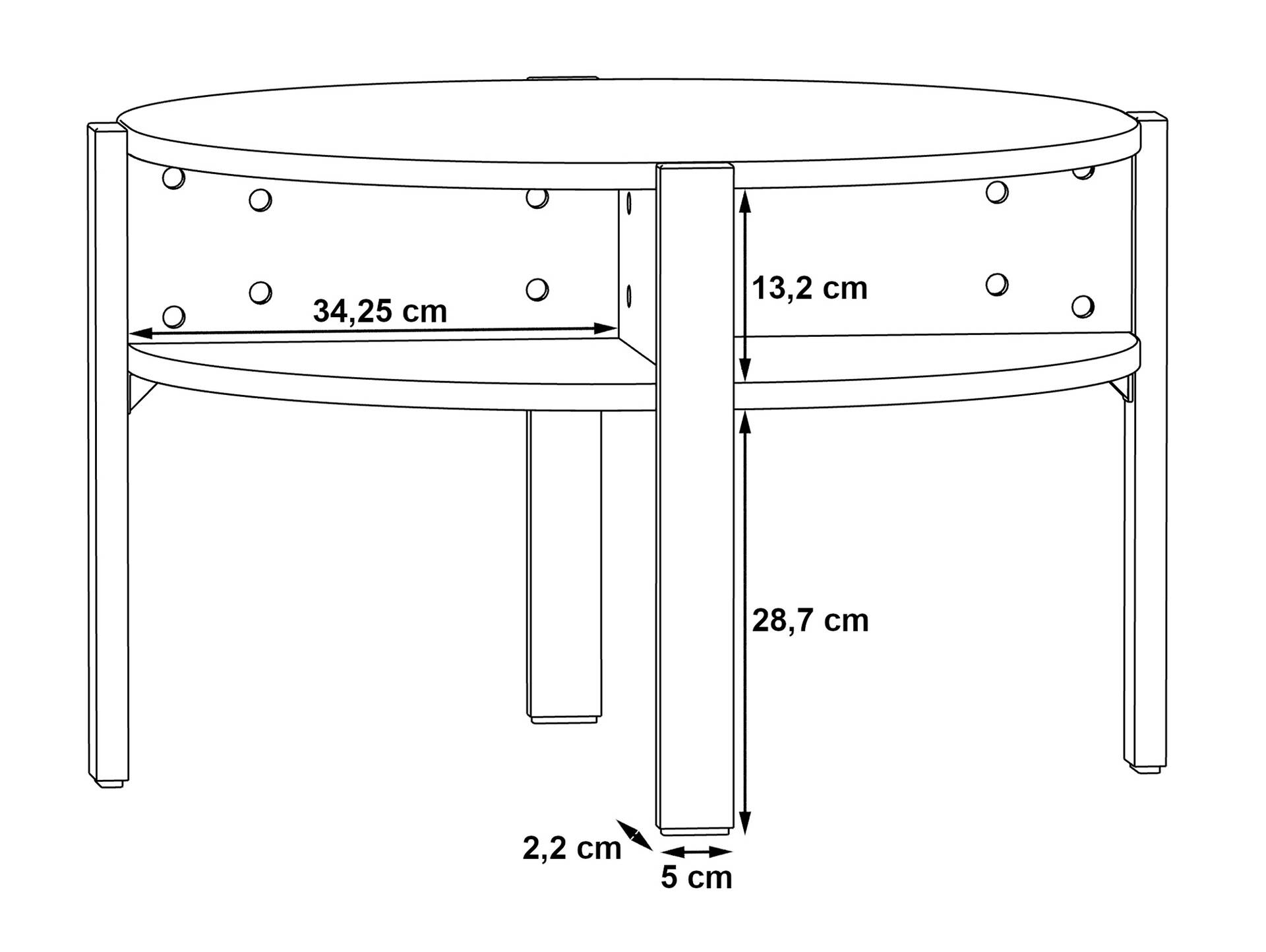 TAFFY Couchtisch, Material Dekorspanplatte, rund schwarz