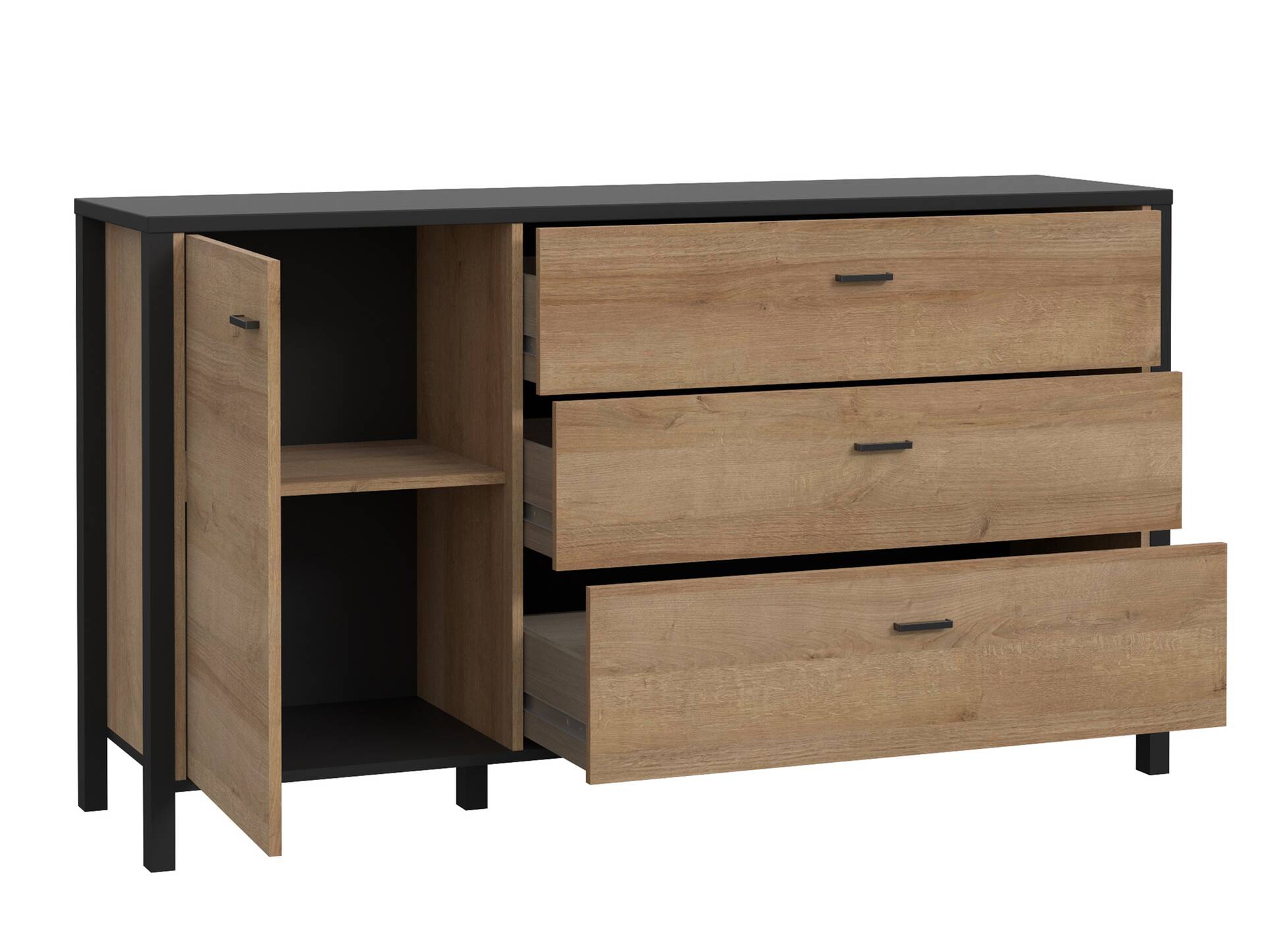 HAVANO Sideboard L, Material Dekorspanplatte, Riviera Eichefarbig/schwarz 