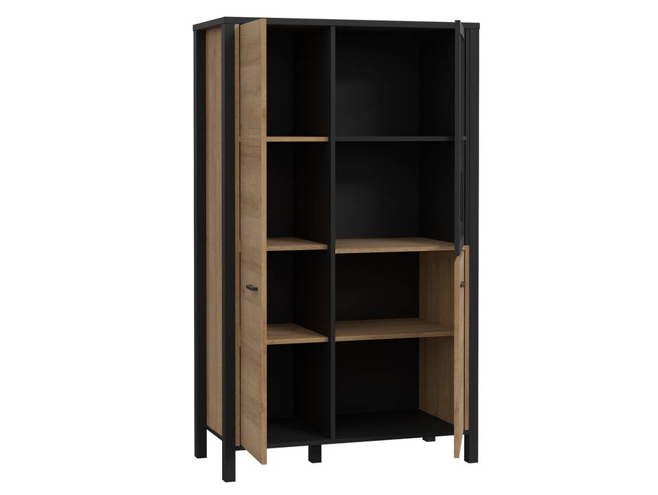 HAVANO Highboard II, Material Dekorspanplatte, Riviera Eichefarbig/schwarz 