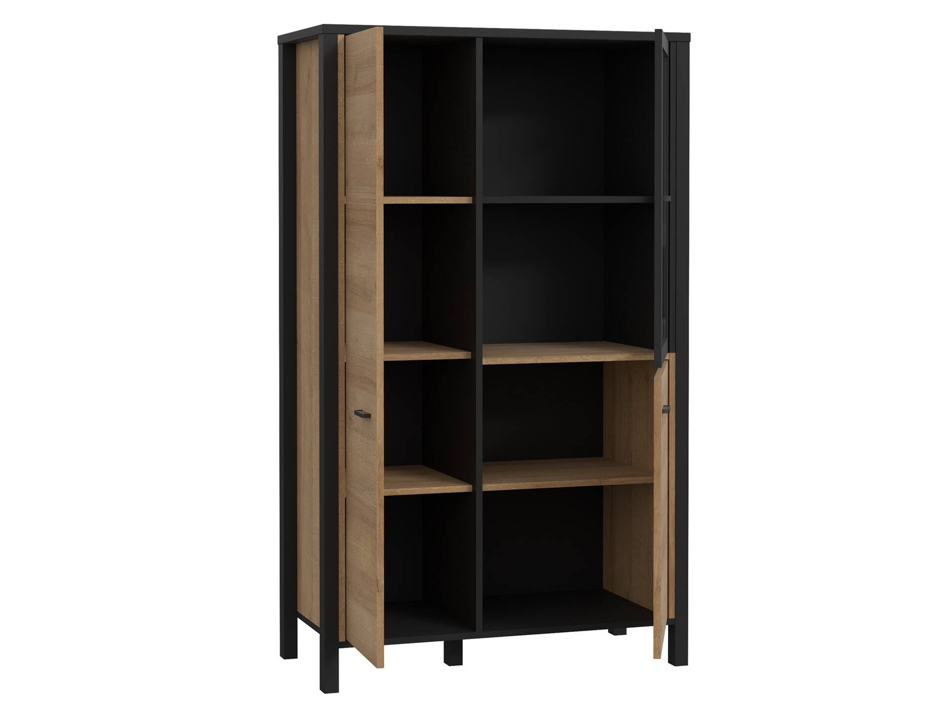 HAVANO Highboard II, Material Dekorspanplatte, Riviera Eichefarbig/schwarz 