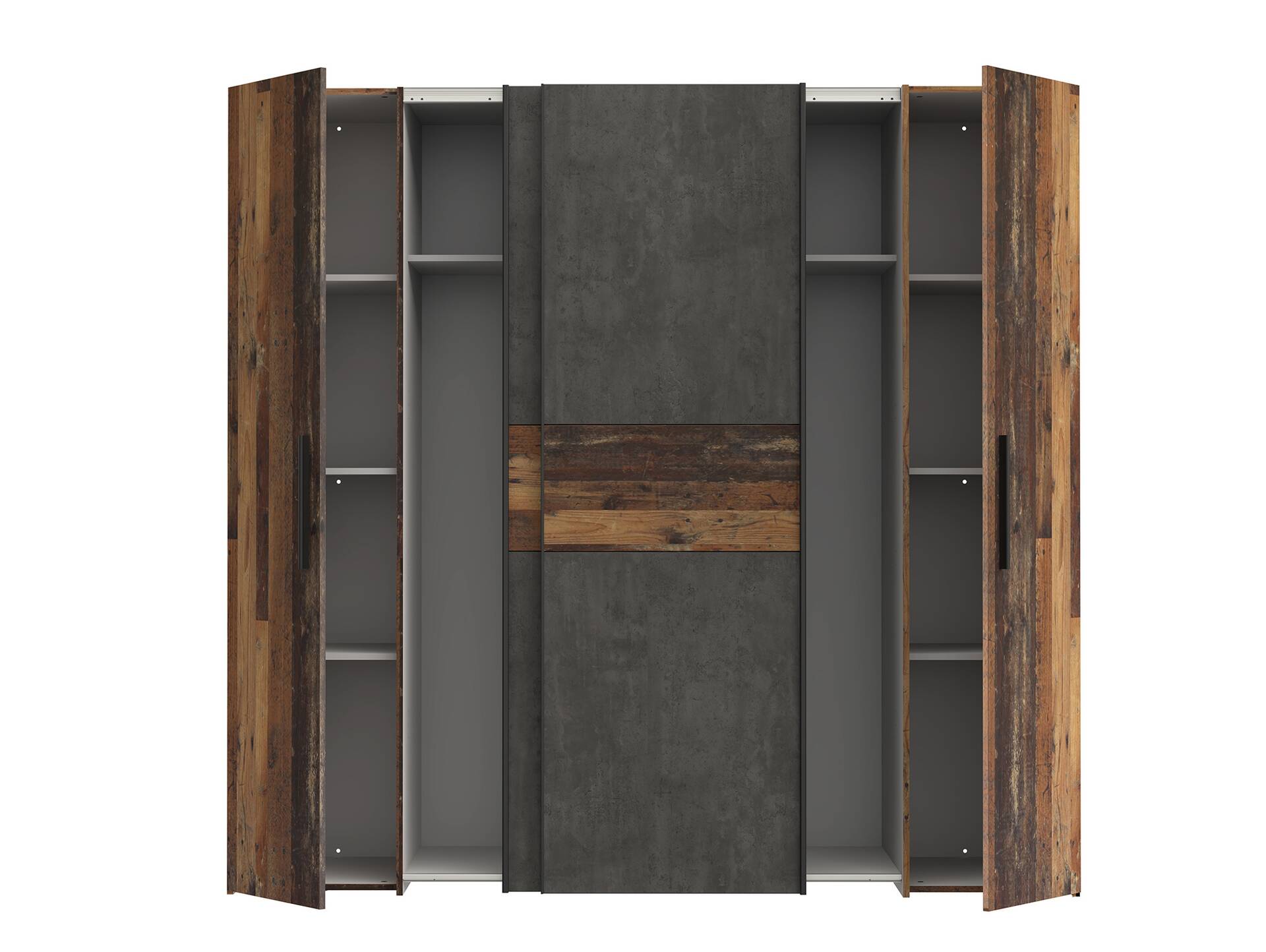 KINTA Kleiderschrank, Material Dekorspanplatte Old Wood Vintage / betonfarbig